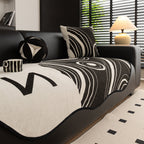 Abstract Art Sofa Cover with Wave Edge, Non Slip Couch Cover for Stylish Homes