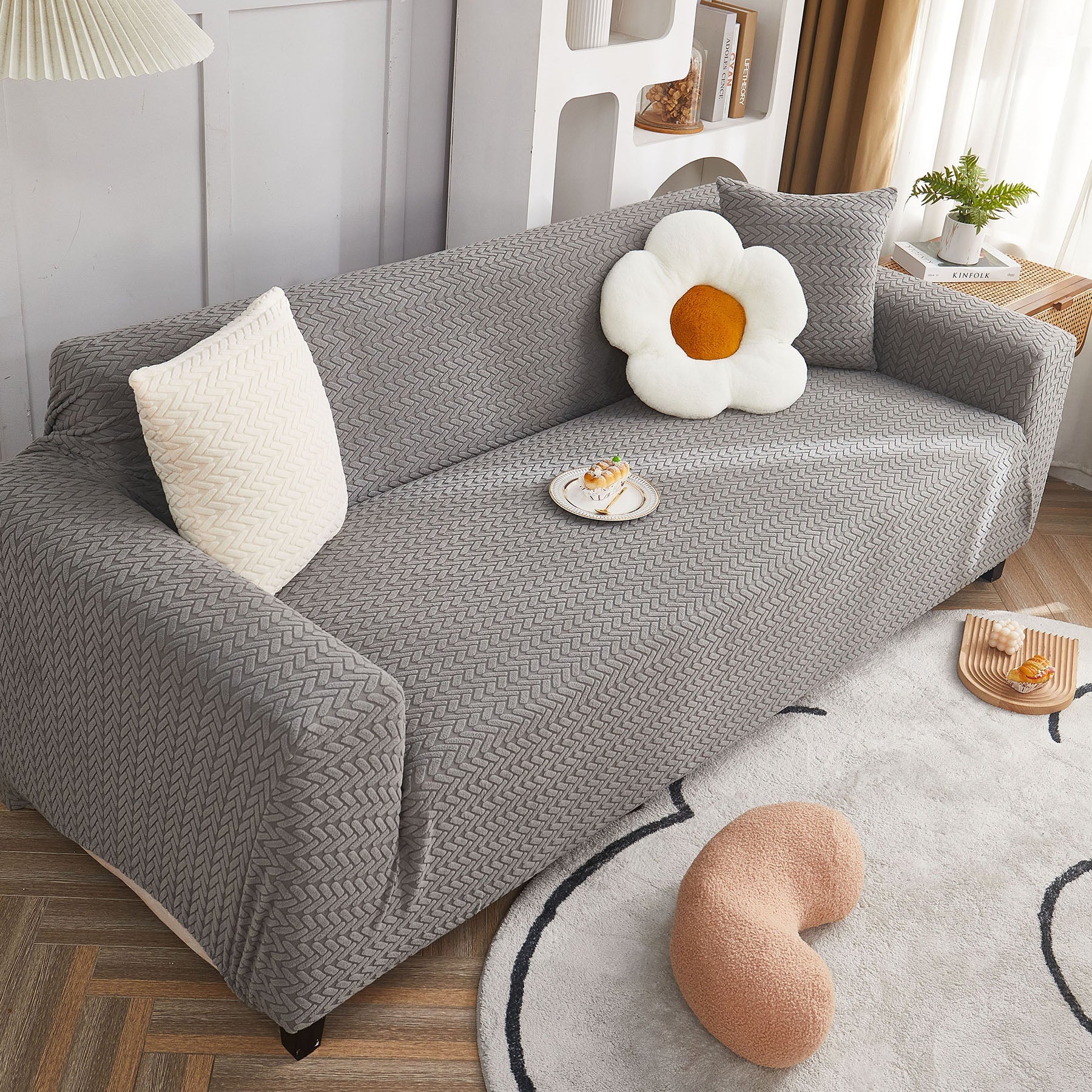 3D Geometric Stretch Sofa Slipcovers Non Slip Pet Friendly Washable Fitted Sofa Covers
