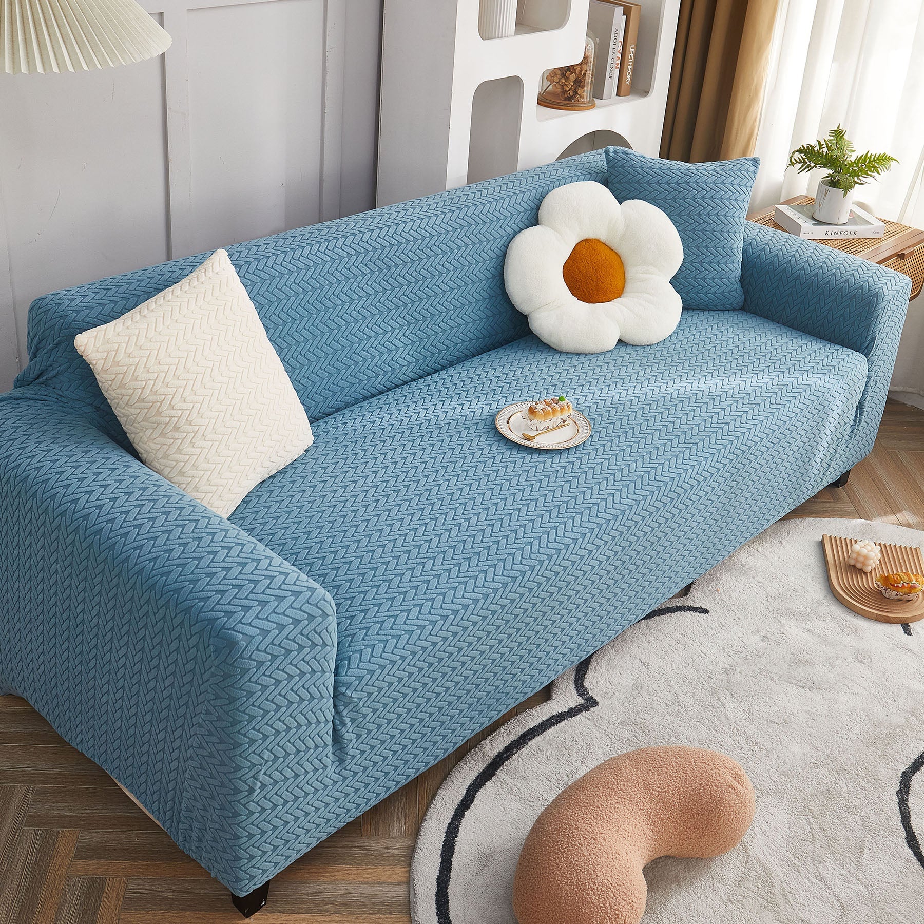 3D Geometric Stretch Sofa Slipcovers Non Slip Pet Friendly Washable Fitted Sofa Covers