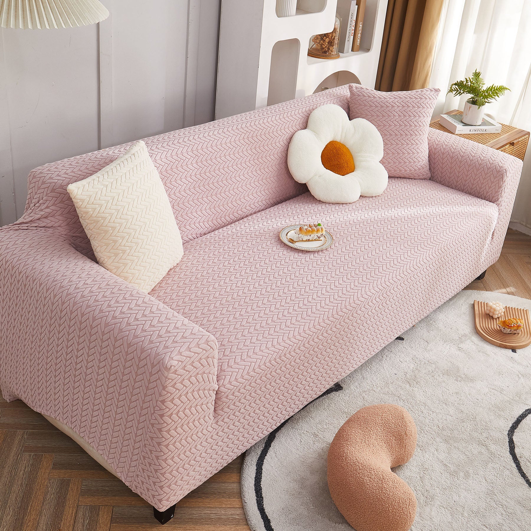3D Geometric Stretch Sofa Slipcovers Non Slip Pet Friendly Washable Fitted Sofa Covers