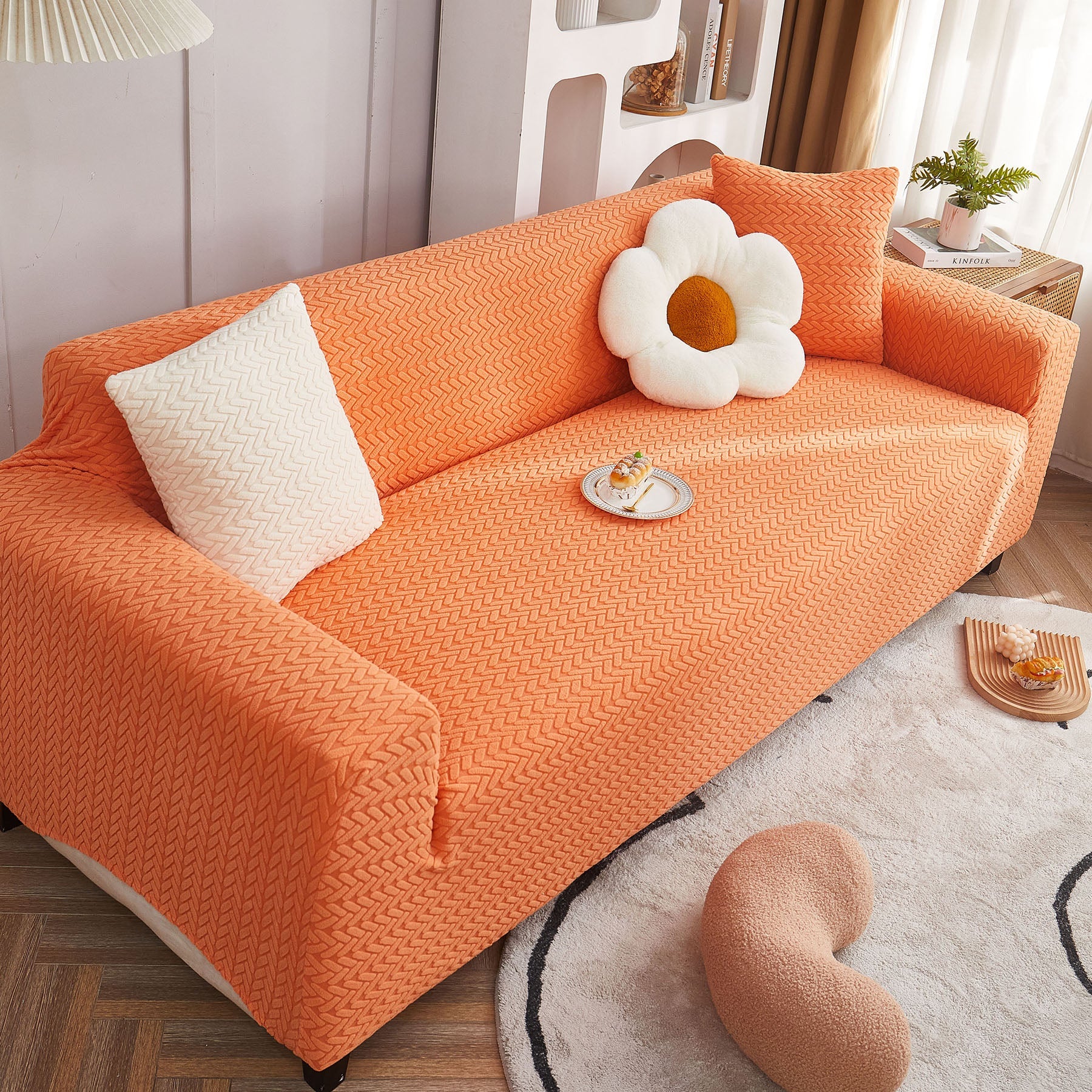3D Geometric Stretch Sofa Slipcovers Non Slip Pet Friendly Washable Fitted Sofa Covers