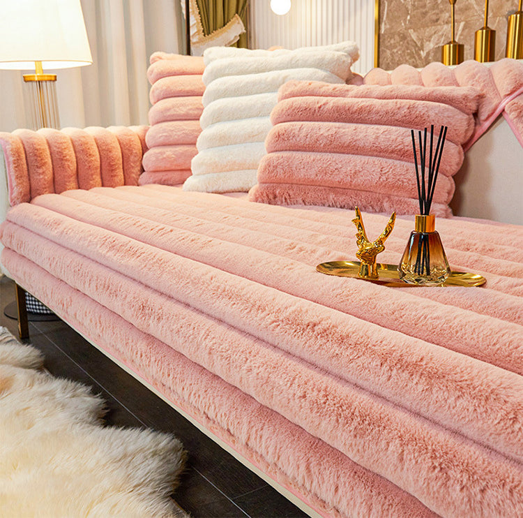 Thicken Faux Fur Plush Sofa Cover Non-slip Sofa Seat Pad European Sofa Towel for Living Room Decor