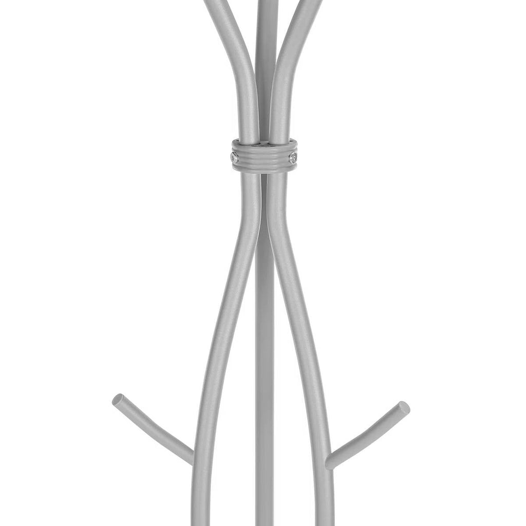 74-inch Freestanding Silver Metal Coat Rack Entryway Hall Tree Umbrella Stand