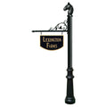 Large Hanging Ranch Sign With Post, Decorative Fluted Base And Horsehead Finial