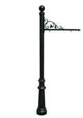 Large Hanging Ranch Sign With Post, Decorative Fluted Base And Ball Finial