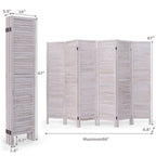 6-Panel Classic Louver Slatted Room Divider Screen in White Wood Finish
