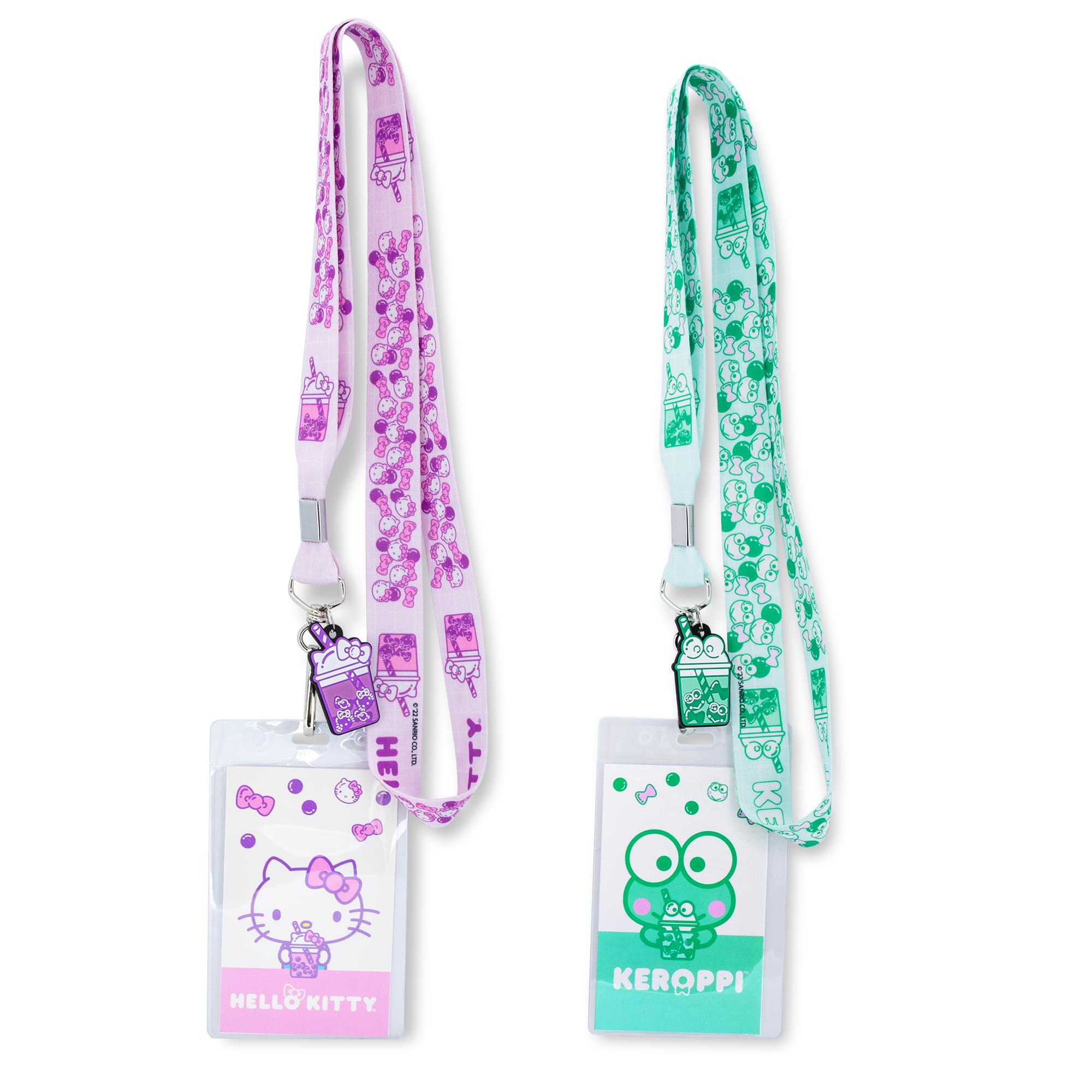 Sanrio Hello Kitty And Keroppi Boba Tea Lanyards With Badge Holders  Set Of 2