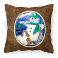 'Caroline'S Treasures Ss1001Pw1414 Artist Snowman With Springer Spaniel Fabric Pillow, Large, Multicolor'