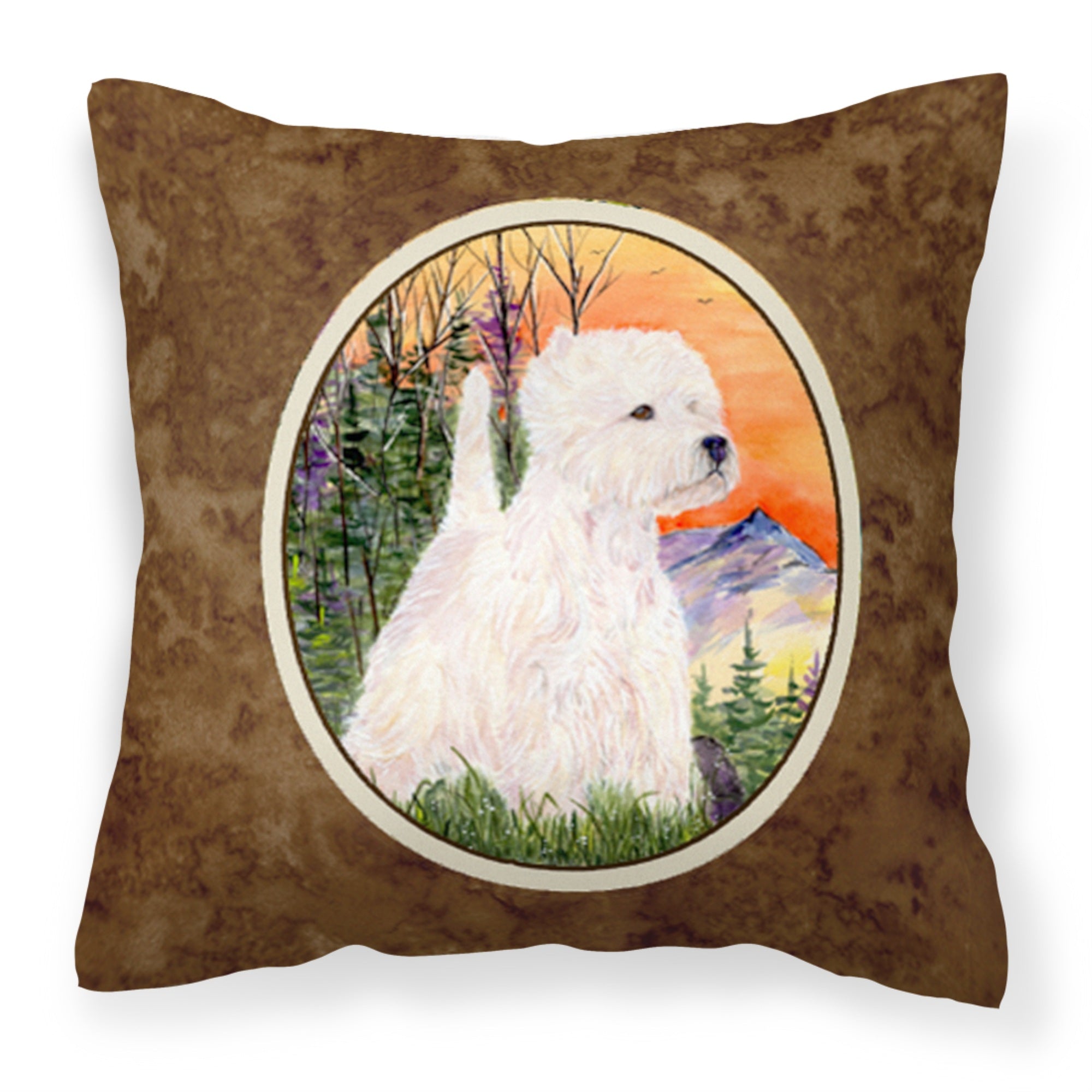 'Caroline'S Treasures Ss1013Pw1414 Westie Decorative Canvas Fabric Pillow, Large, Multicolor'