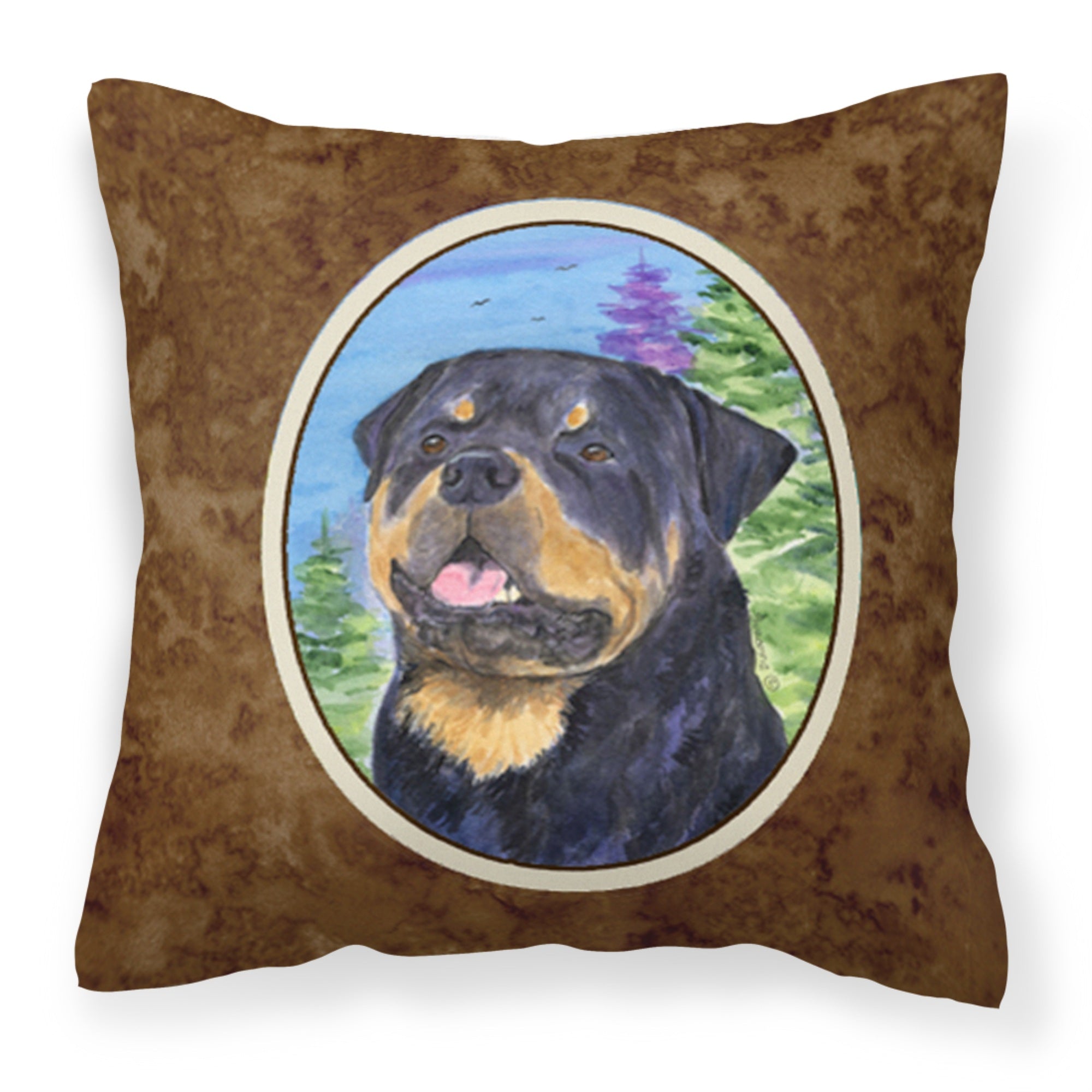 'Caroline'S Treasures Ss1026Pw1414 Rottweiler Decorative Canvas Fabric Pillow, Large, Multicolor'