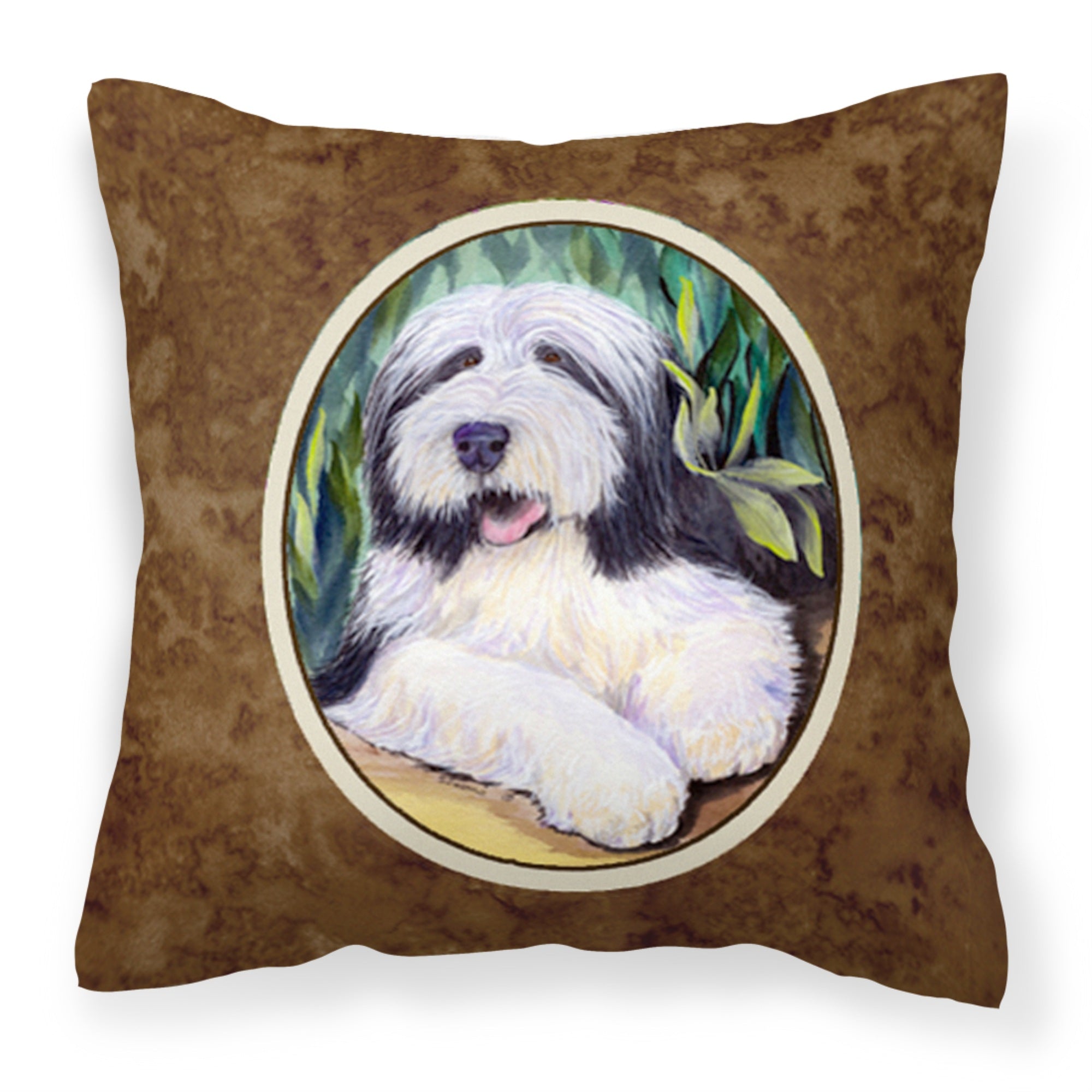 'Caroline'S Treasures Ss1038Pw1414 Bearded Collie Decorative Canvas Fabric Pillow, Large, Multicolor'
