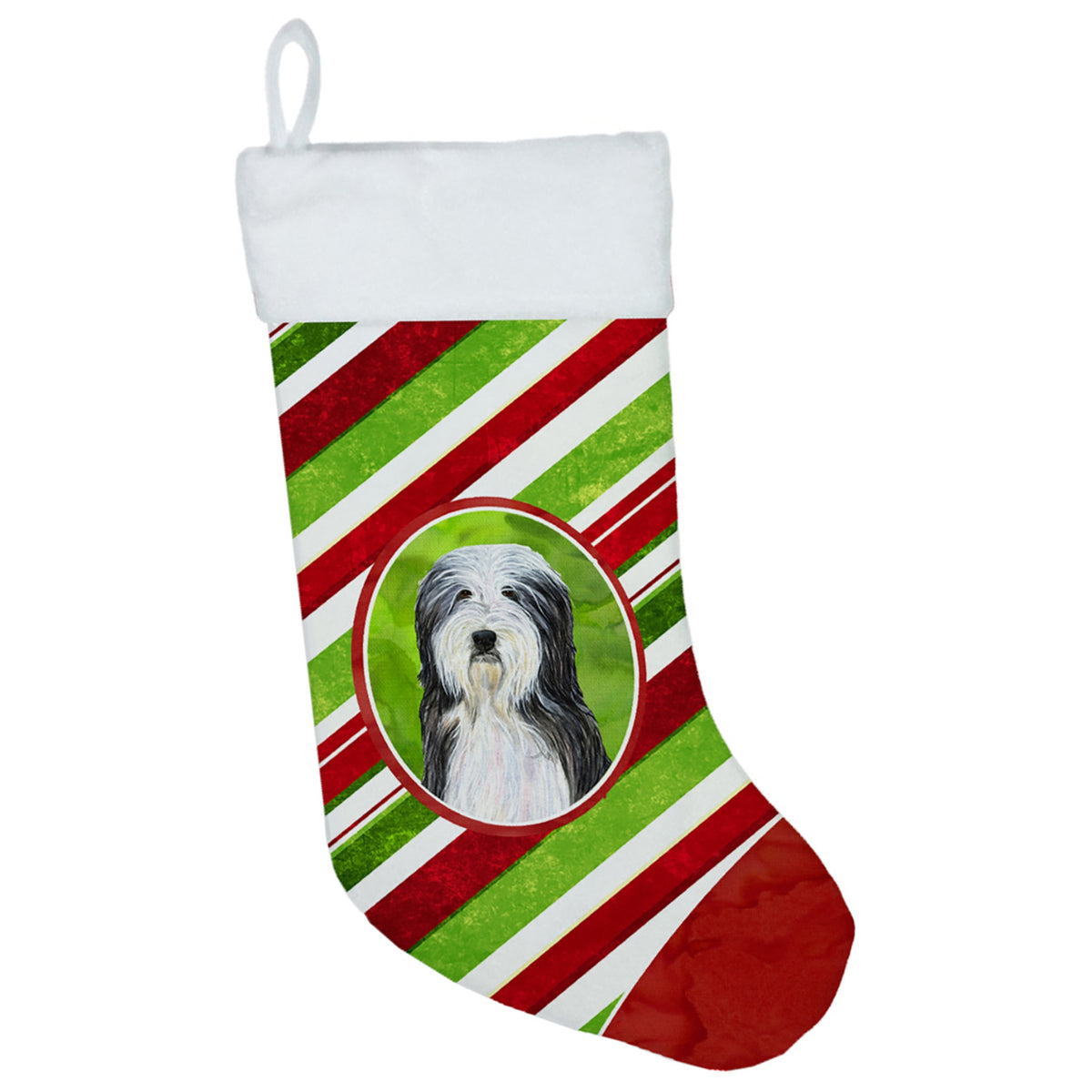CarolineS Treasures Ss4566Cs Bearded Collie Winter Snowflakes Christmas Stocking, 11 X 18 Inch  Inch , Multicolor