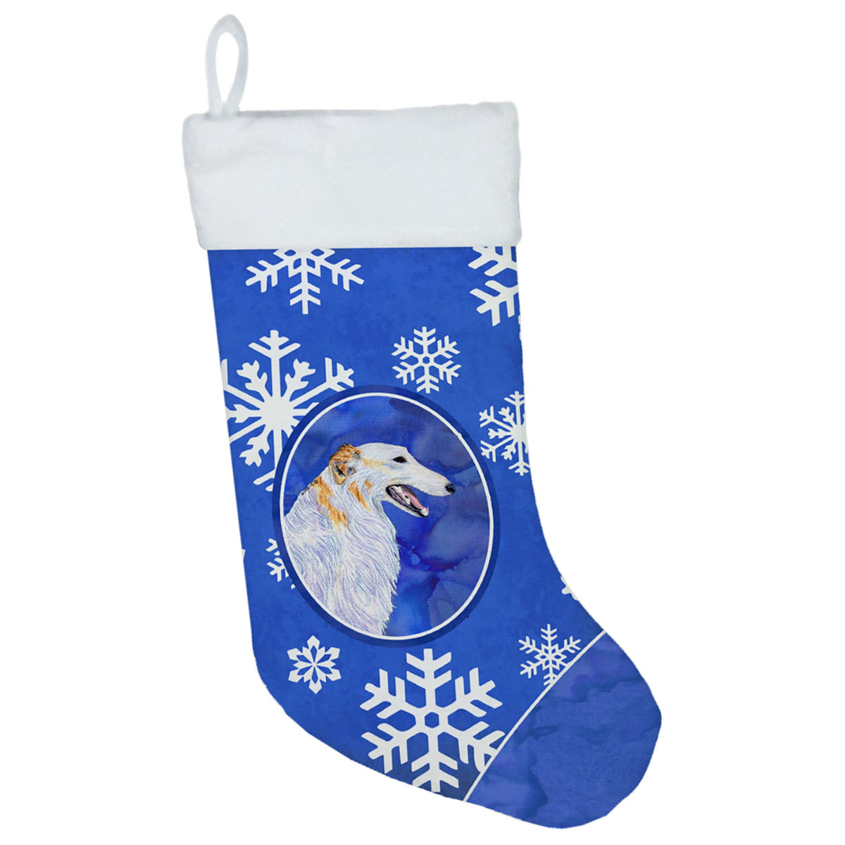 CarolineS Treasures Ss4613Cs Borzoi Winter Snowflakes Christmas Stocking, 11 X 18 Inch  Inch , Multicolor