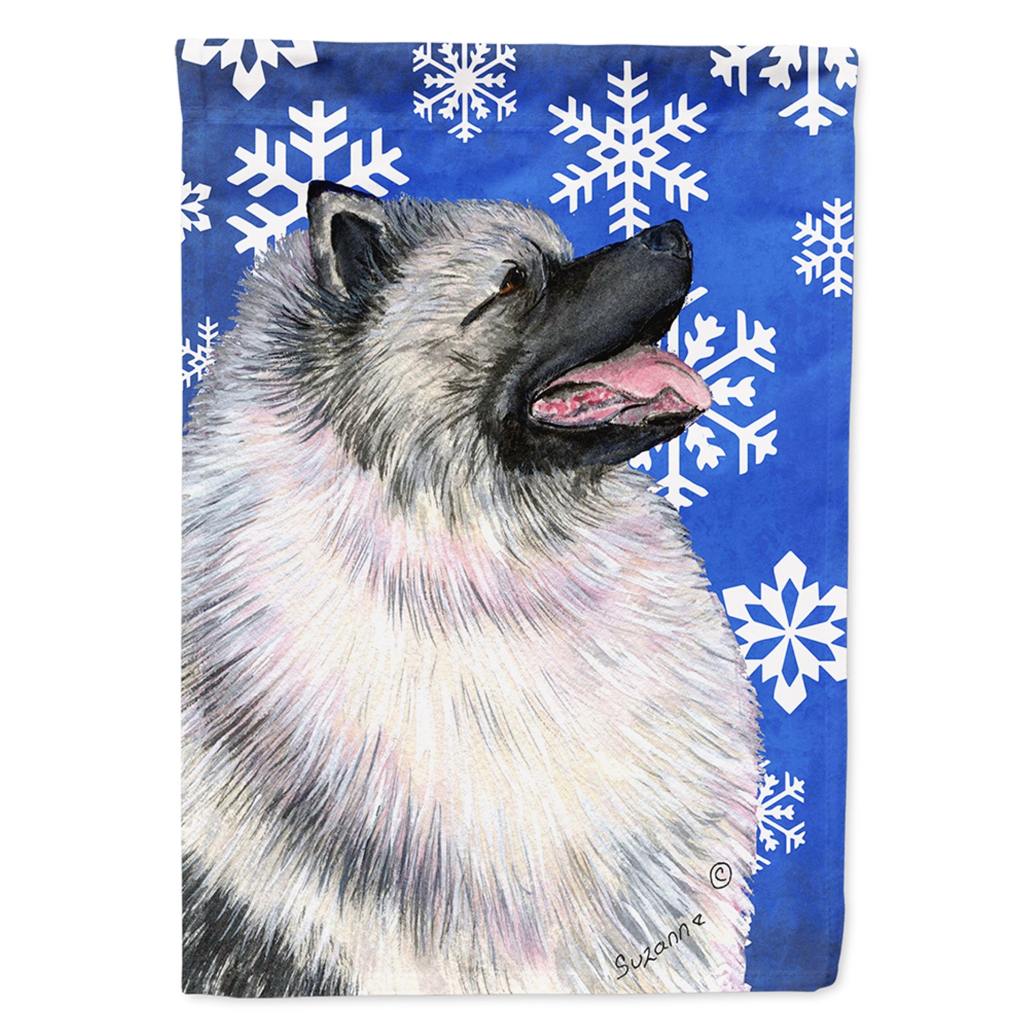 'Caroline'S Treasures Ss4626Gf Keeshond Winter Snowflakes Holiday Flag, Small, Multicolor'