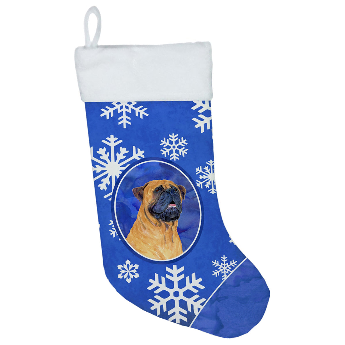 CarolineS Treasures Ss4658Cs Mastiff Winter Snowflakes Christmas Stocking, 11 X 18 Inch  Inch , Multicolor