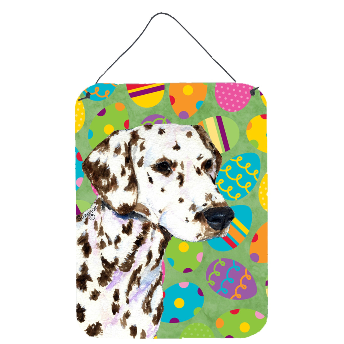 Inch CarolineS Treasures Ss4814Ds1216 Dalmatian Easter Eggtravaganza Aluminium Metal Wall Or Door Hanging Prints, 16 Inch  Inch  X 12 Inch  Inch , Mult