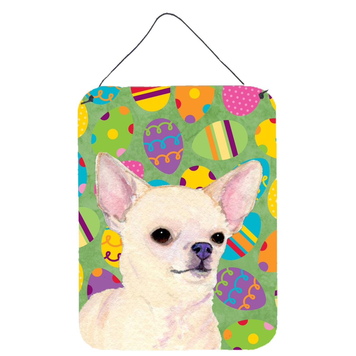 Inch CarolineS Treasures Ss4817Ds1216 Chihuahua Easter Eggtravaganza Aluminium Metal Wall Or Door Hanging Prints, 16 Inch  Inch  X 12 Inch  Inch , Mult