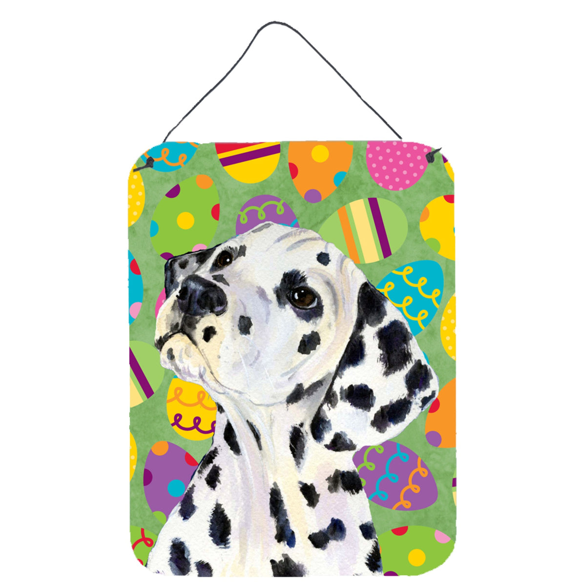 Inch CarolineS Treasures Ss4837Ds1216 Dalmatian Easter Eggtravaganza Aluminium Metal Wall Or Door Hanging Prints, 16 Inch  Inch  X 12 Inch  Inch , Mult
