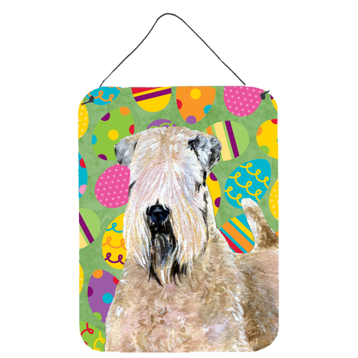 CarolineS Treasures Wheaten Terrier Soft Coated Easter Eggtravaganza Wall Or Door Hanging Prints, 16 Inch  Inch  X 12 Inch  Inch , Multicolor