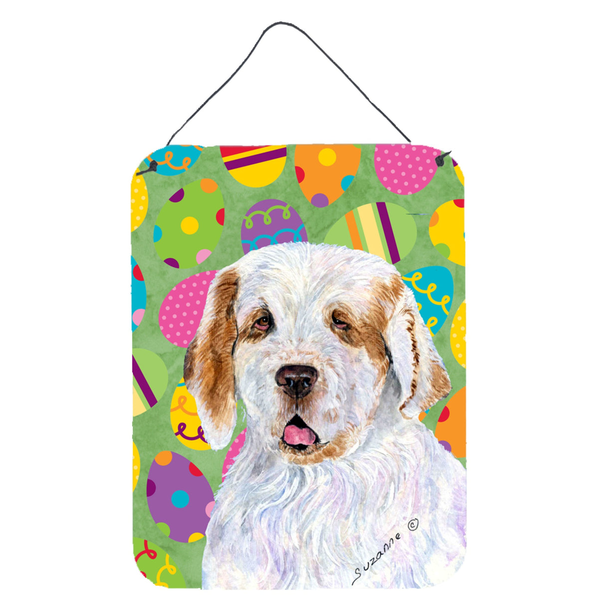 CarolineS Treasures Clumber Spaniel Easter Eggtravaganza Wall Or Door Hanging Prints, 16 Inch  Inch  X 12 Inch  Inch , Multicolor