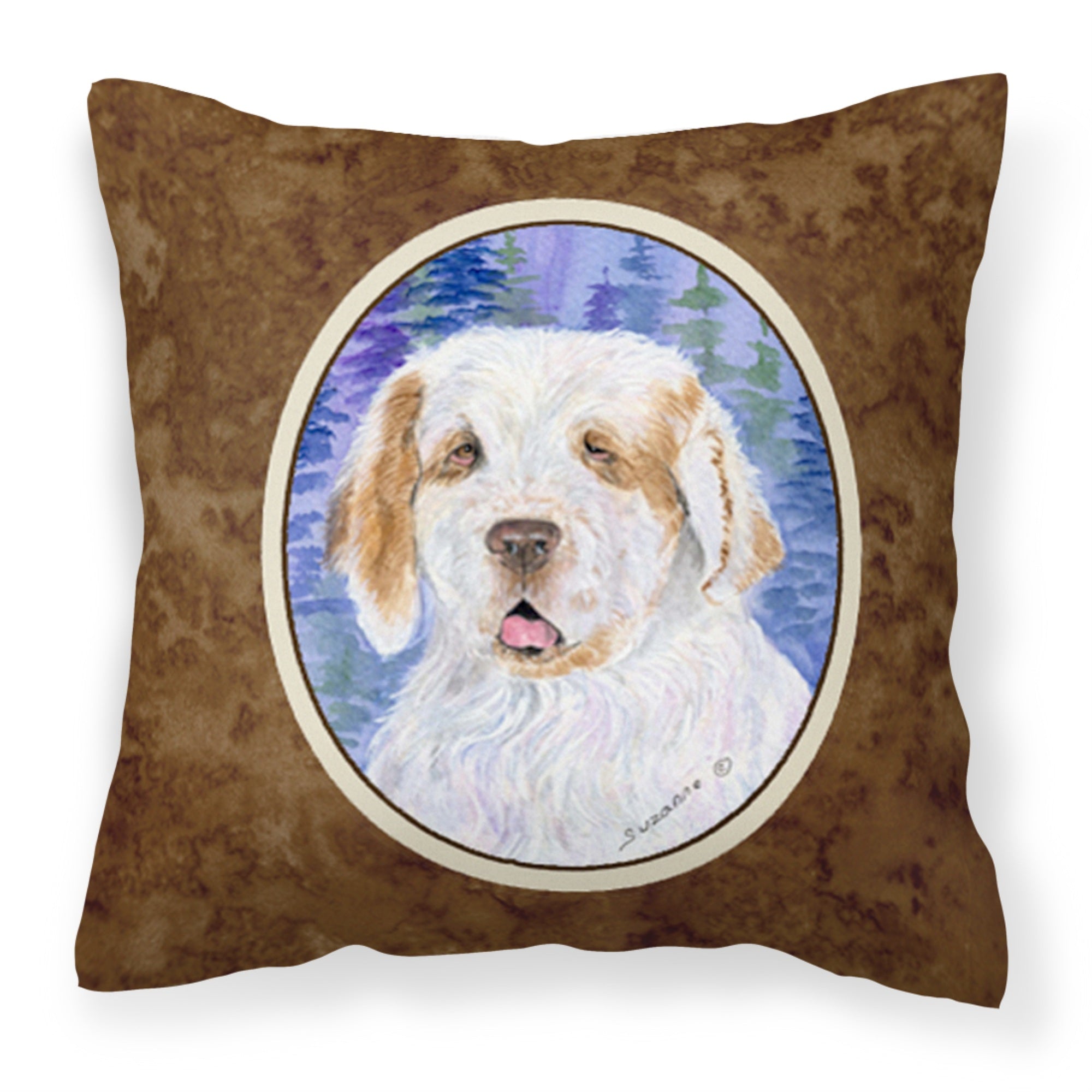 'Caroline'S Treasures Ss8008Pw1414 Clumber Spaniel Decorative Canvas Fabric Pillow, Large, Multicolor'