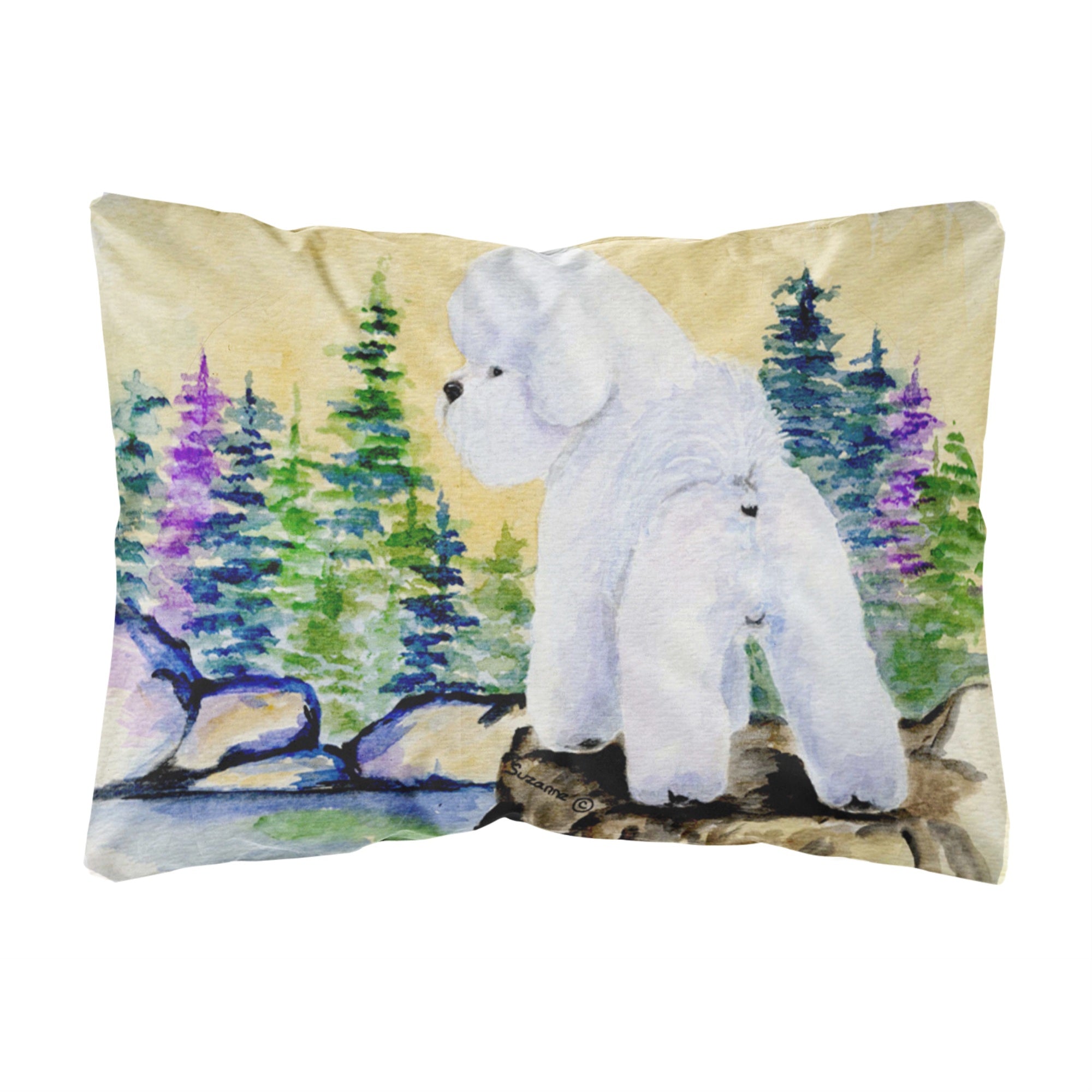 'Caroline'S Treasures Ss8010Pw1216 Bichon Frise Decorative Canvas Fabric Pillow, Large, Multicolor'