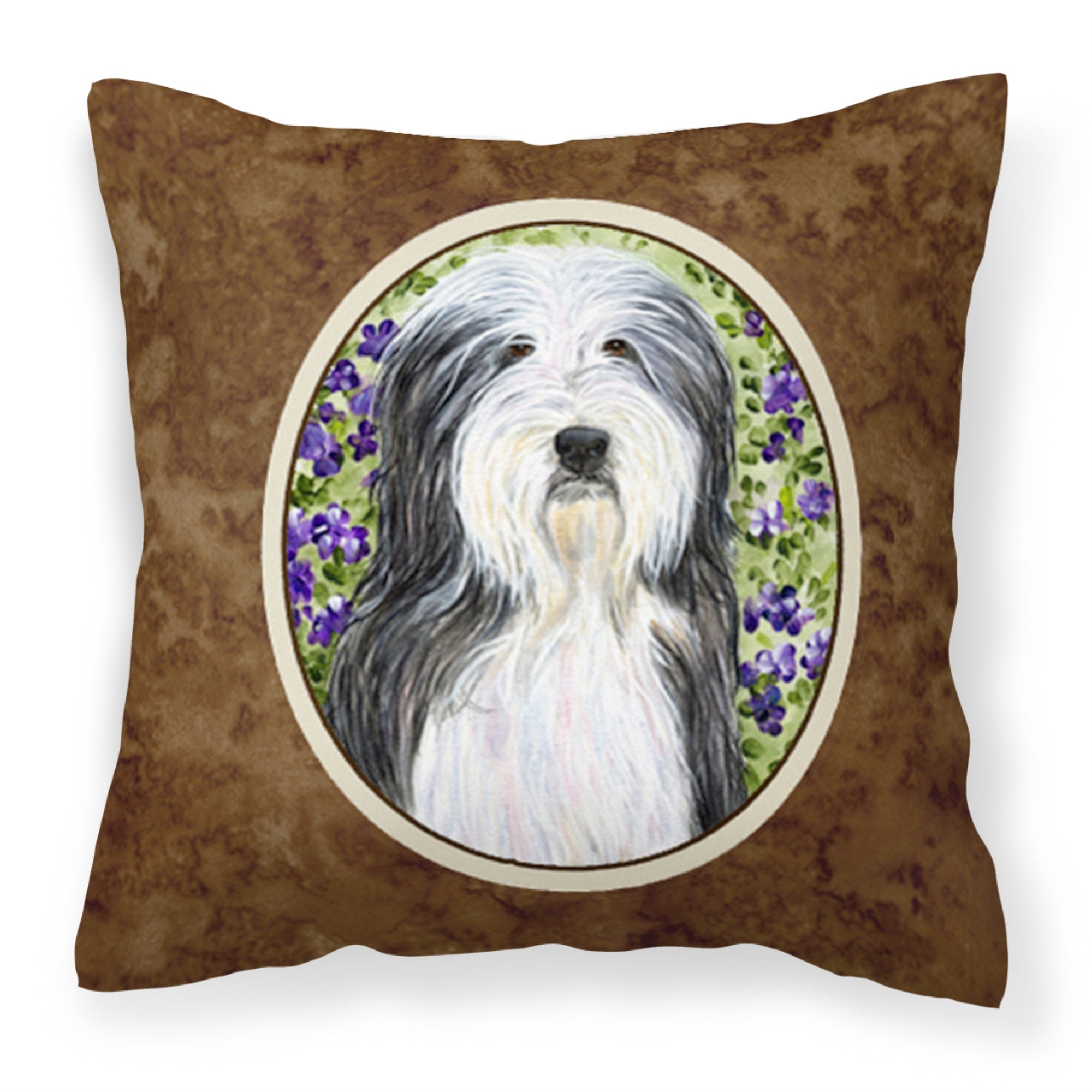 'Caroline'S Treasures Ss8022Pw1414 Bearded Collie Decorative Canvas Fabric Pillow, Large, Multicolor'
