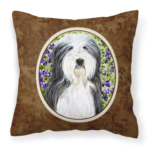 'Caroline'S Treasures Ss8022Pw1414 Bearded Collie Decorative Canvas Fabric Pillow, Large, Multicolor'