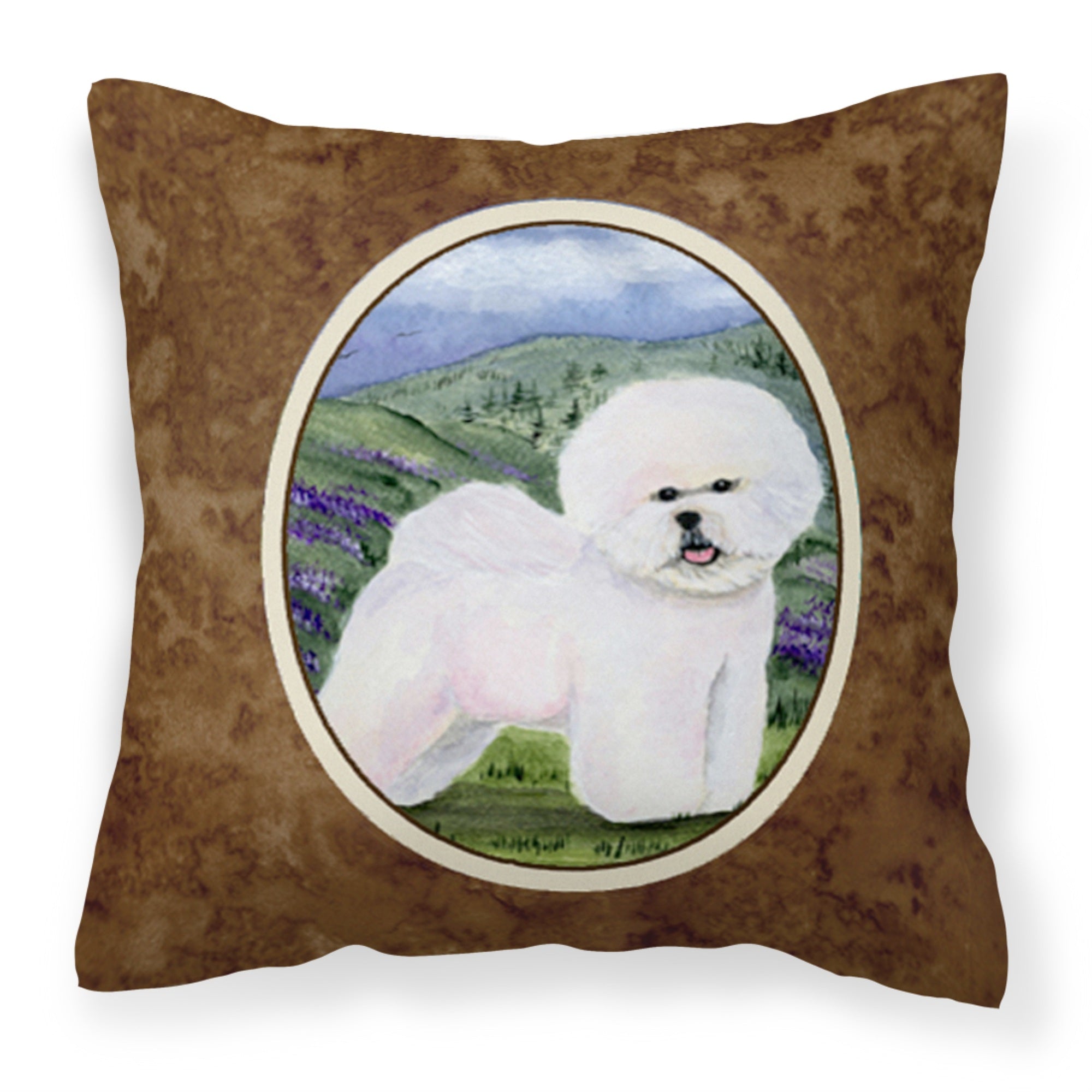 'Caroline'S Treasures Ss8025Pw1414 Bichon Frise Decorative Canvas Fabric Pillow, Large, Multicolor'