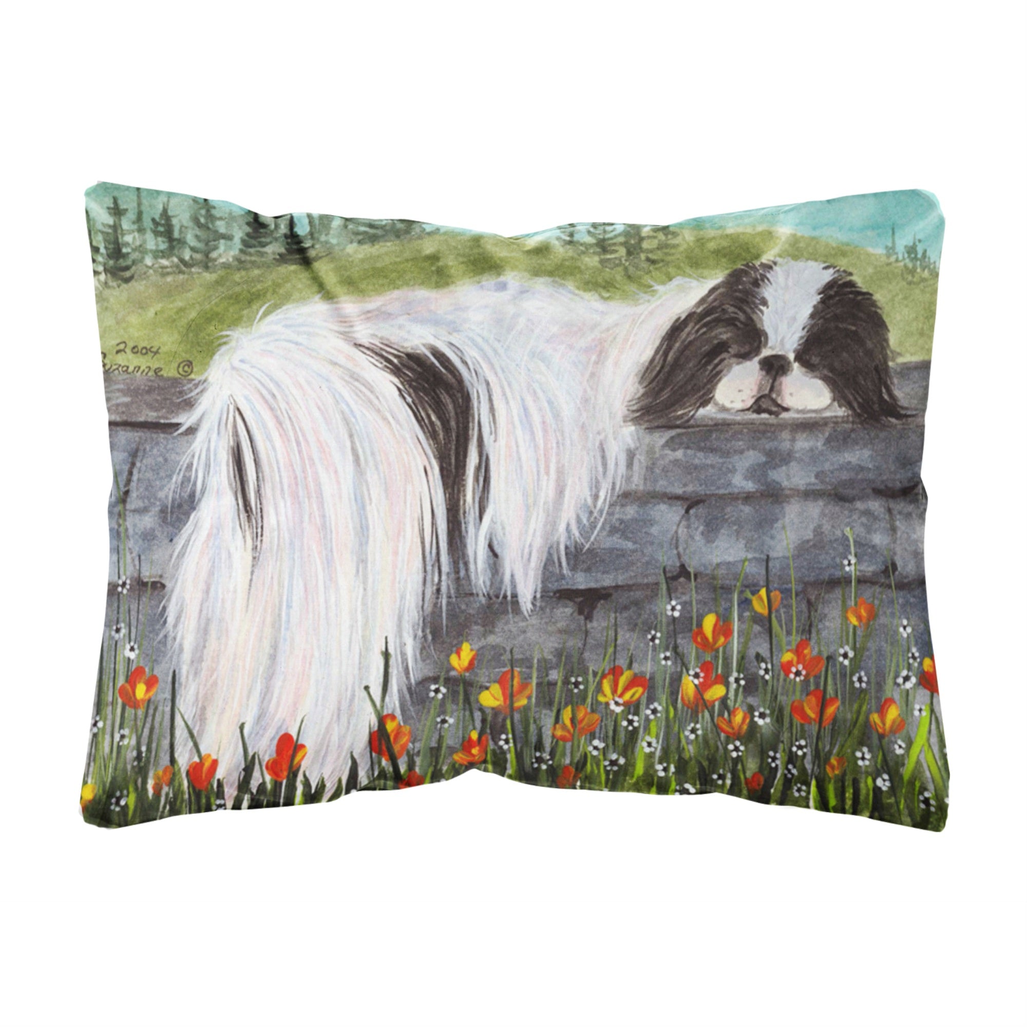 'Caroline'S Treasures Ss8030Pw1216 Japanese Chin Decorative Canvas Fabric Pillow, Large, Multicolor'