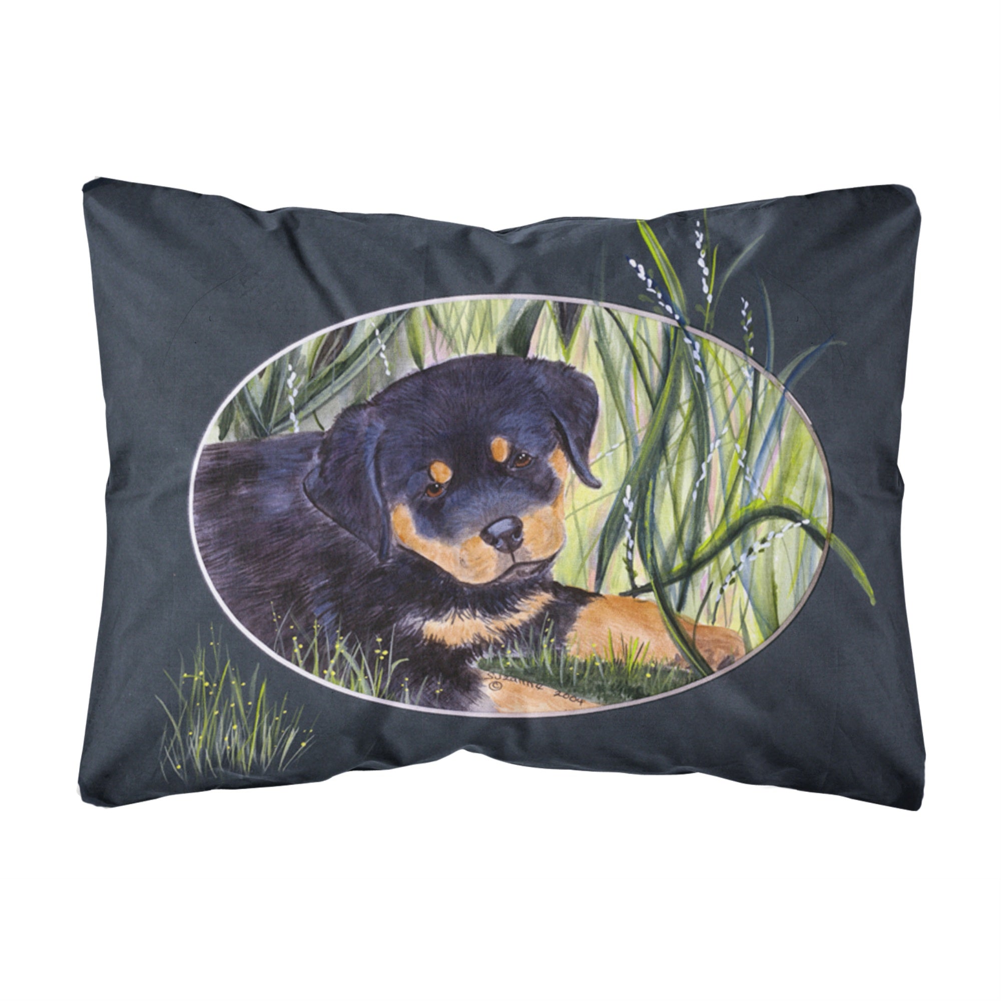 'Caroline'S Treasures Ss8053Pw1216 Rottweiler Decorative Canvas Fabric Pillow, Large, Multicolor'