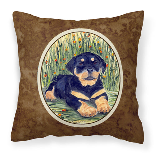 'Caroline'S Treasures Ss8107Pw1414 Rottweiler Decorative Canvas Fabric Pillow, Large, Multicolor'