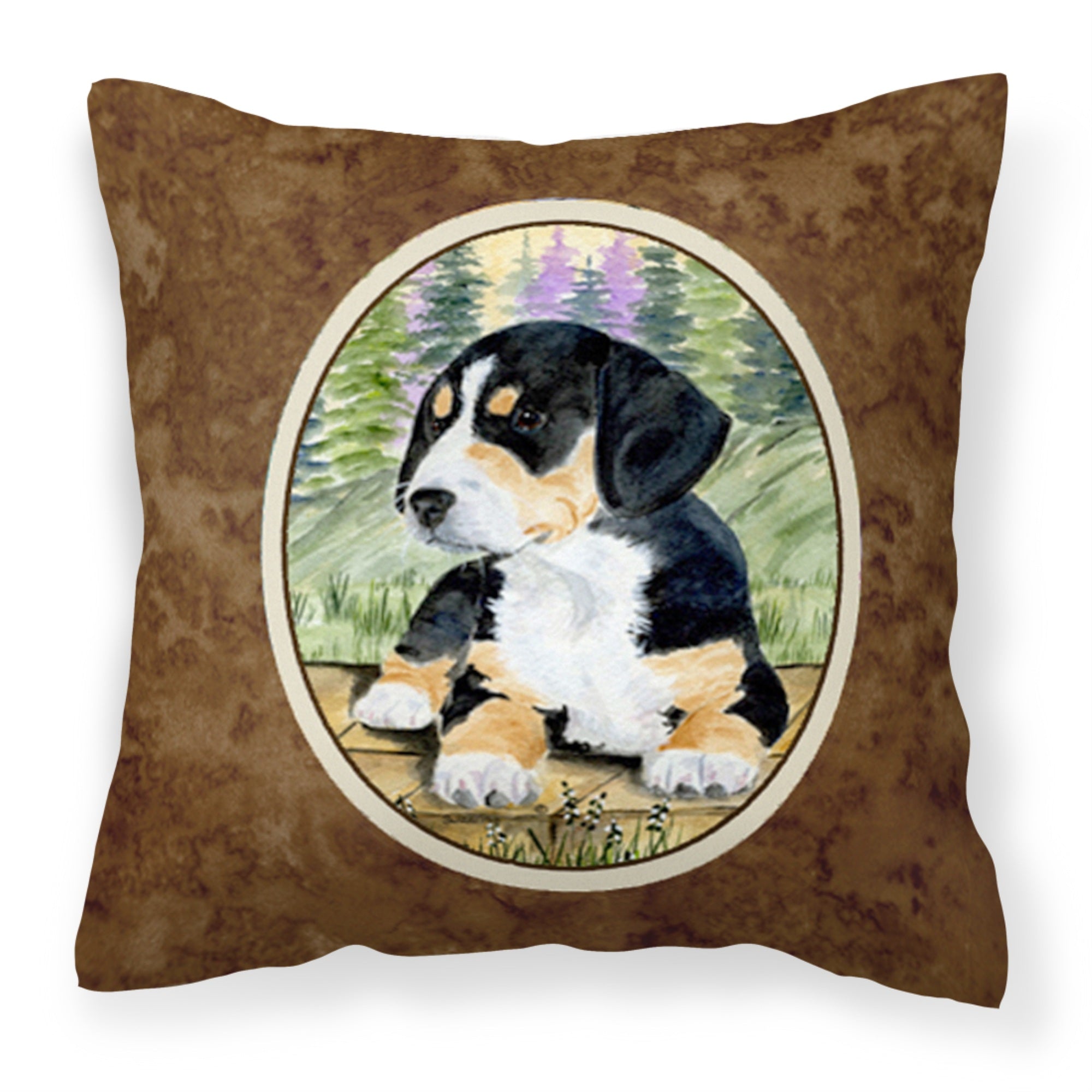 'Caroline'S Treasures Ss8132Pw1414 Entlebucher Mountain Dog Decorative Canvas Fabric Pillow, Large, Multicolor'