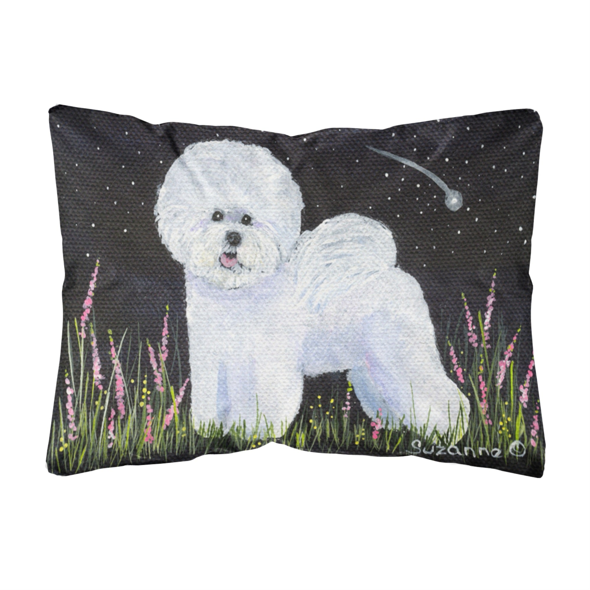 'Caroline'S Treasures Ss8143Pw1216 Bichon Frise Decorative Canvas Fabric Pillow, Large, Multicolor'