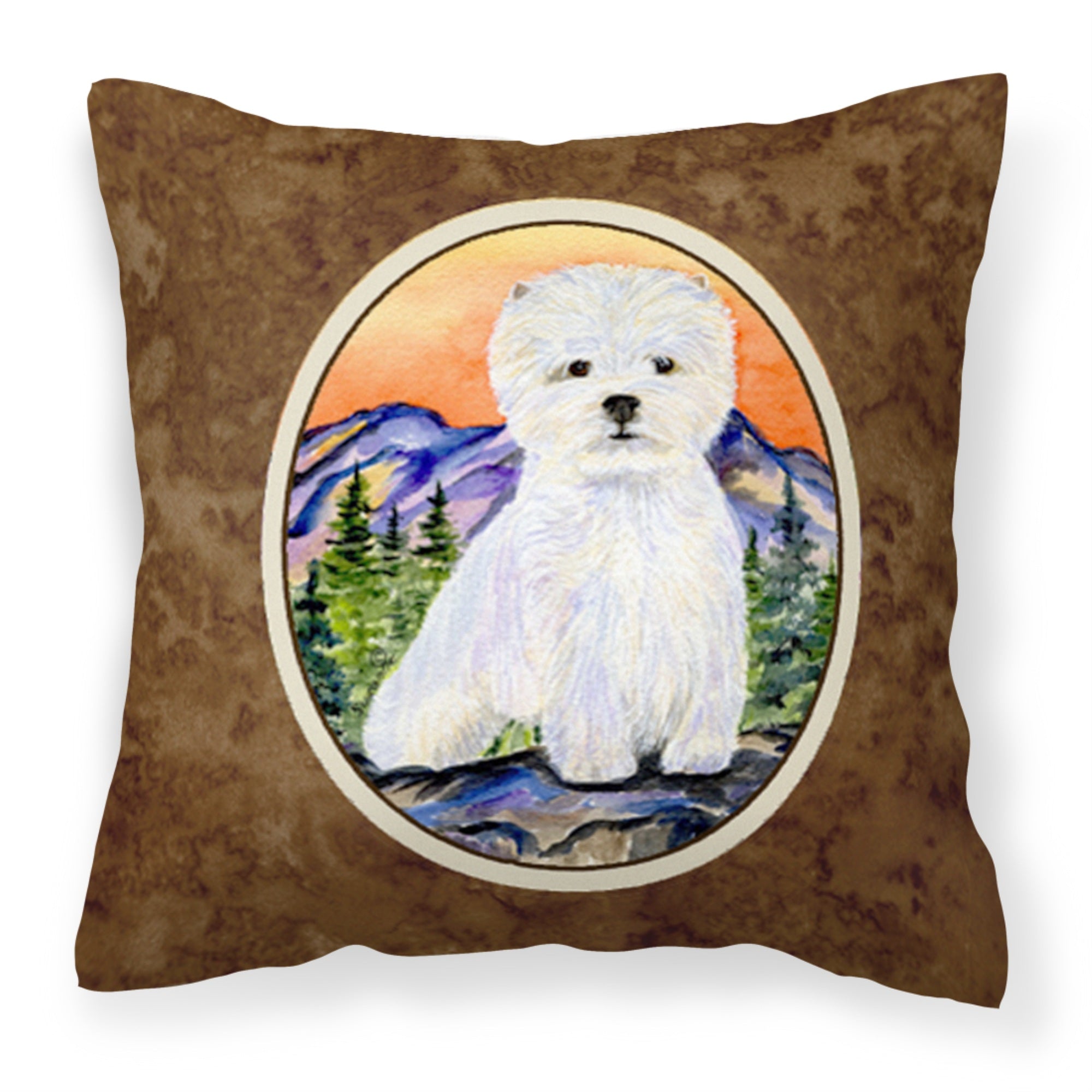 'Caroline'S Treasures Ss8159Pw1414 Westie Decorative Canvas Fabric Pillow, Large, Multicolor'