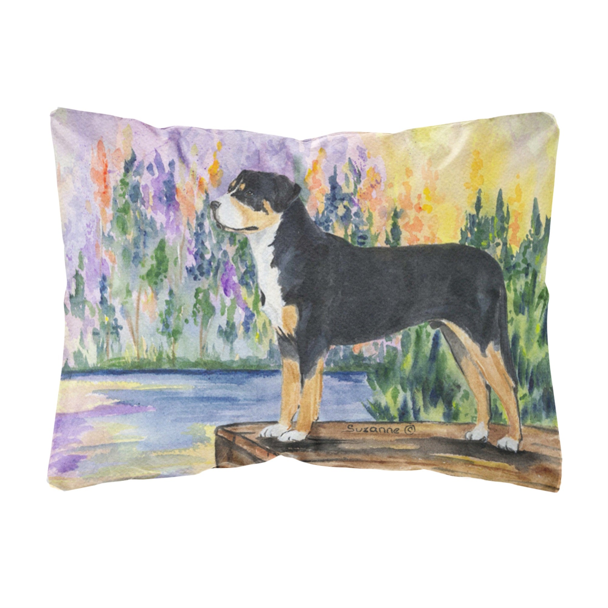'Caroline'S Treasures Greater Swiss Mountain Dog Decorative Canvas Fabric Pillow, Large, Multicolor'