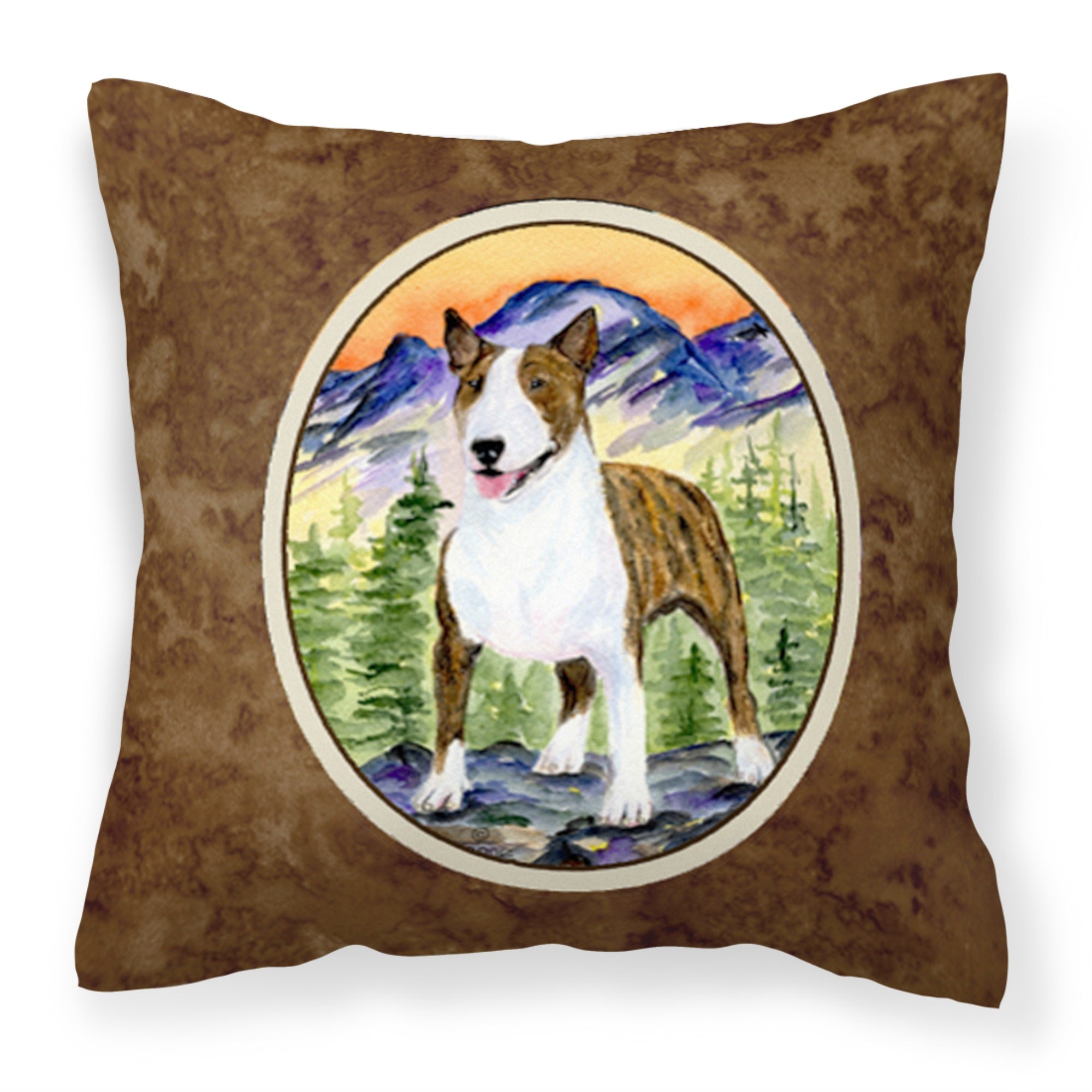 'Caroline'S Treasures Ss8167Pw1414 Bull Terrier Decorative Canvas Fabric Pillow, Large, Multicolor'
