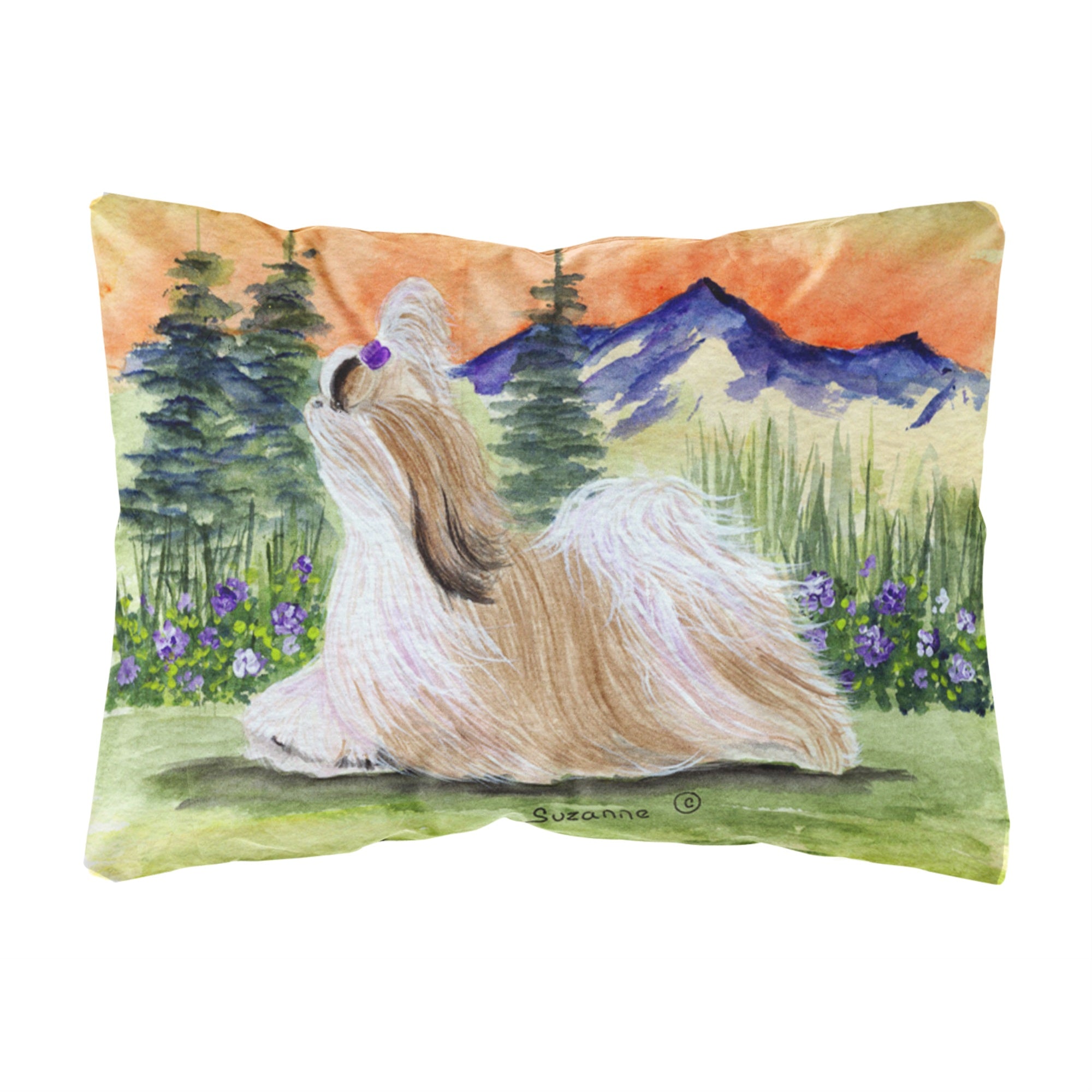 'Caroline'S Treasures Ss8179Pw1216 Shih Tzu Decorative Canvas Fabric Pillow, Large, Multicolor'