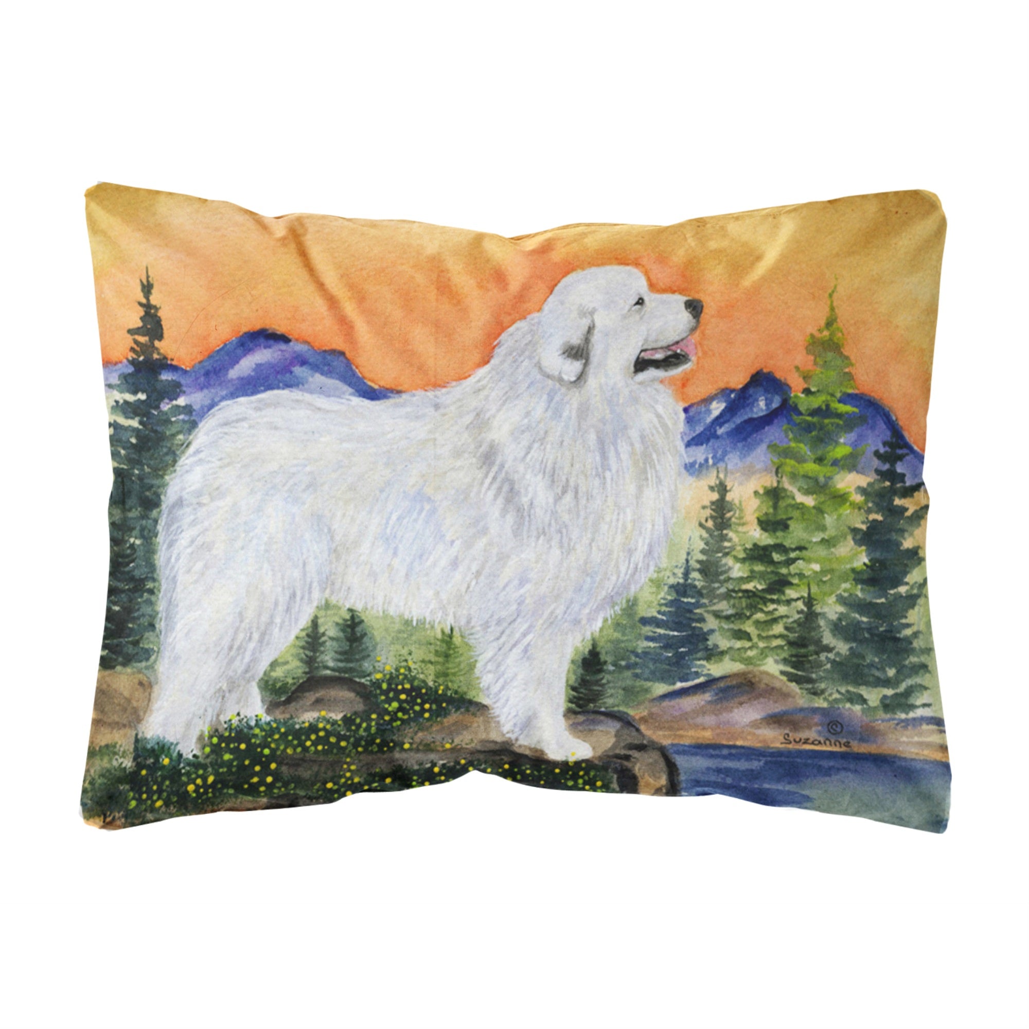 'Caroline'S Treasures Ss8183Pw1216 Great Pyrenees Decorative Canvas Fabric Pillow, Large, Multicolor'