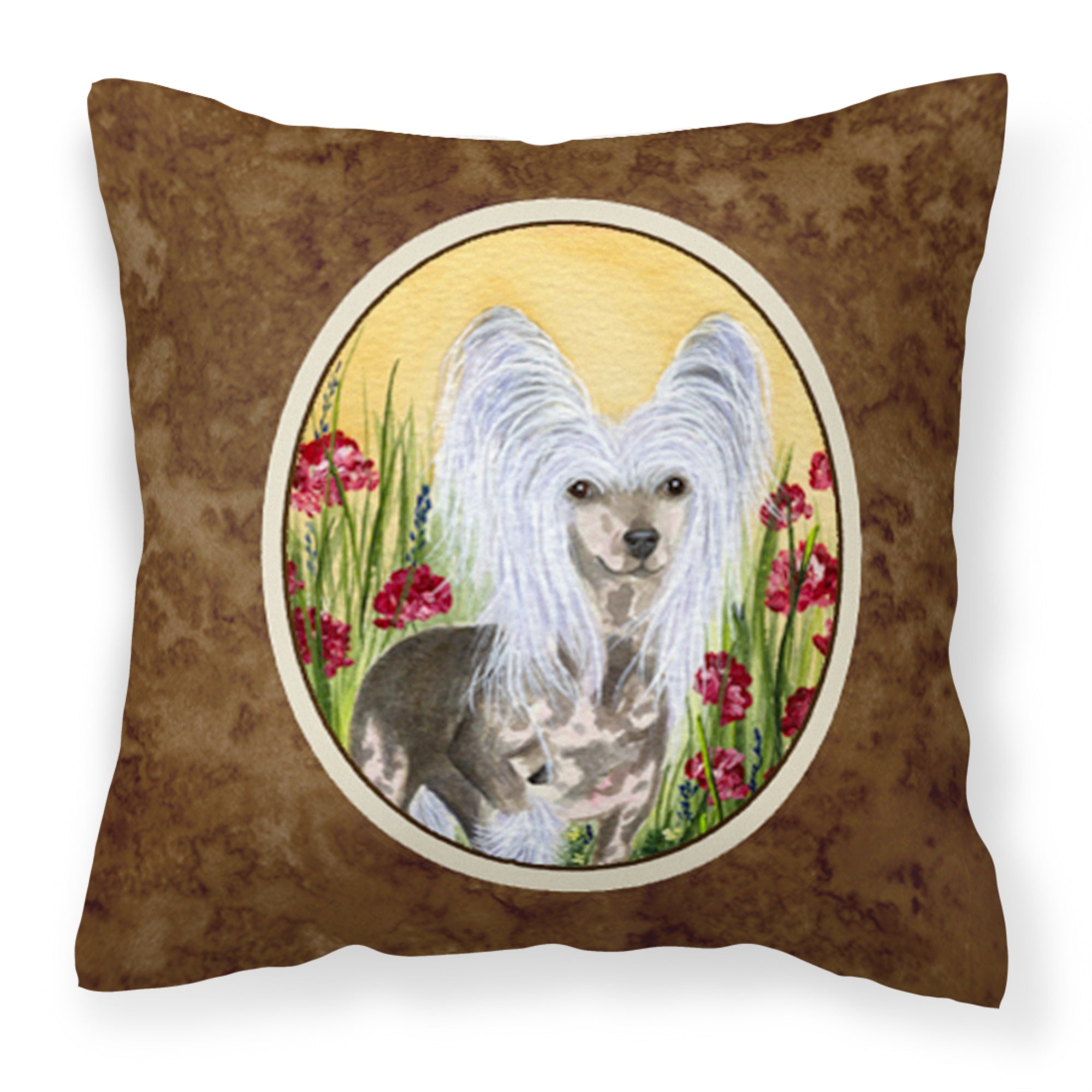 'Caroline'S Treasures Ss8185Pw1414 Chinese Crested Decorative Canvas Fabric Pillow, Large, Multicolor'