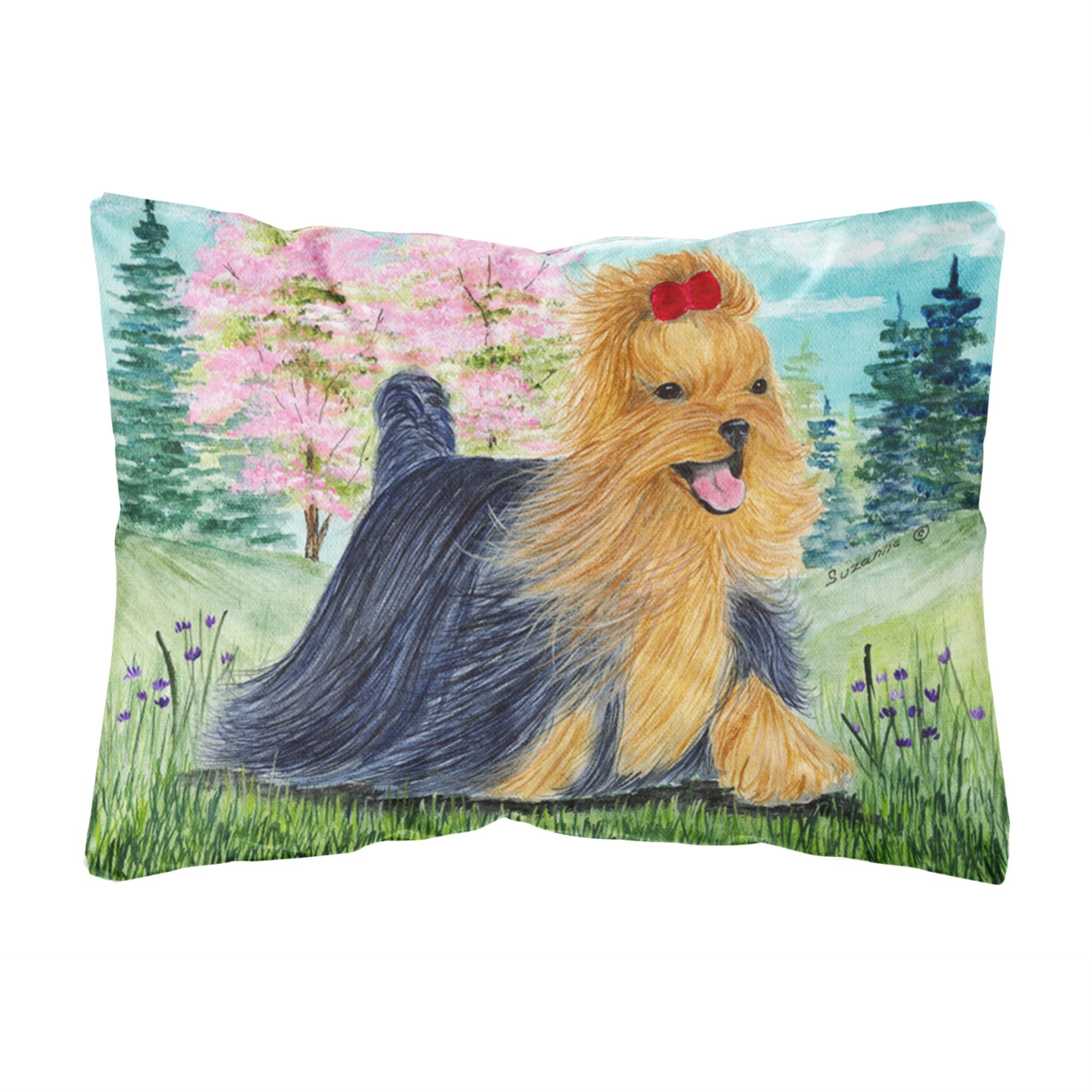 'Caroline'S Treasures Ss8188Pw1216 Yorkie Decorative Canvas Fabric Pillow, Large, Multicolor'