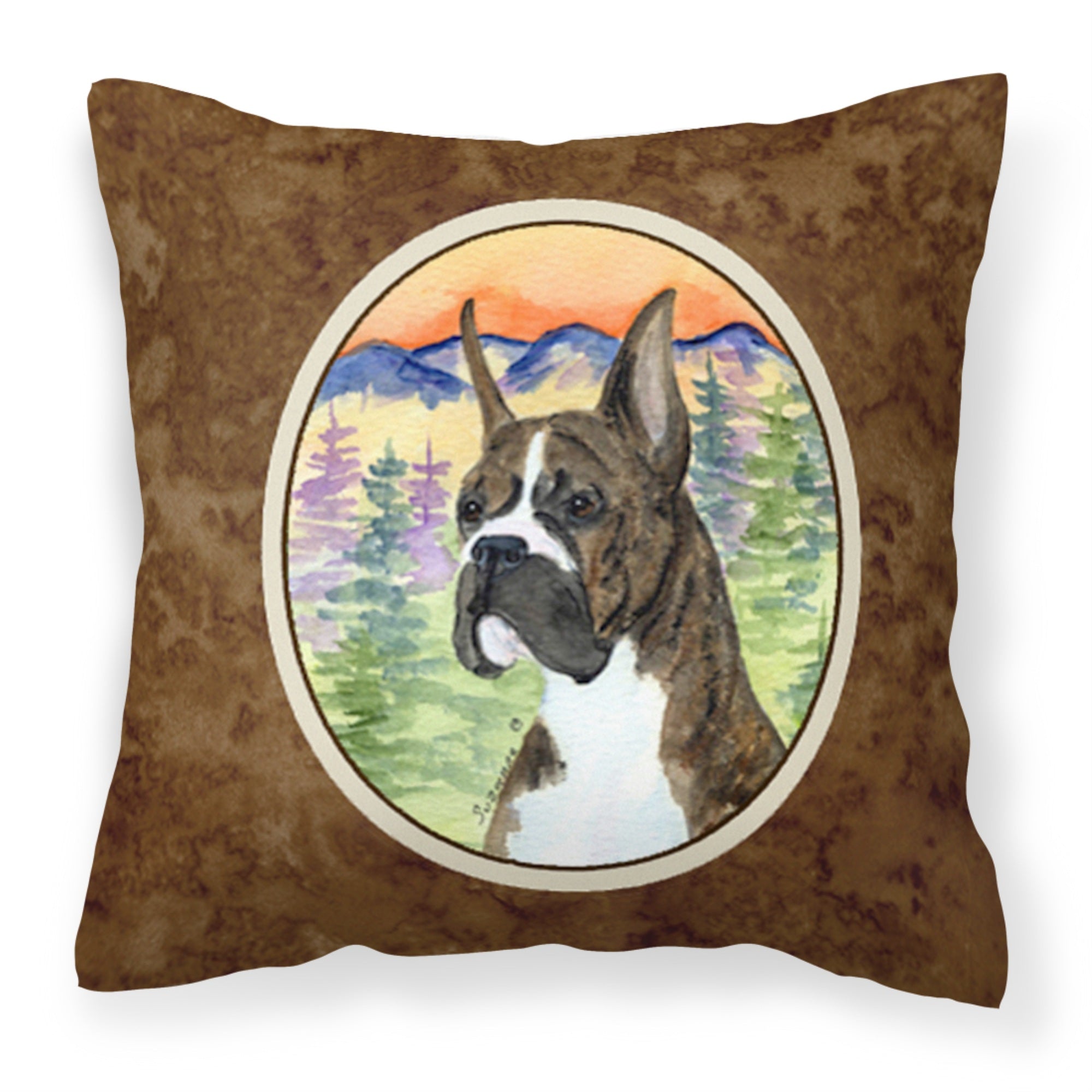 'Caroline'S Treasures Ss8199Pw1414 Boxer Decorative Canvas Fabric Pillow, Large, Multicolor'
