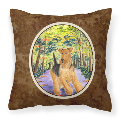 'Caroline'S Treasures Ss8208Pw1414 Airedale Decorative Canvas Fabric Pillow, Large, Multicolor'