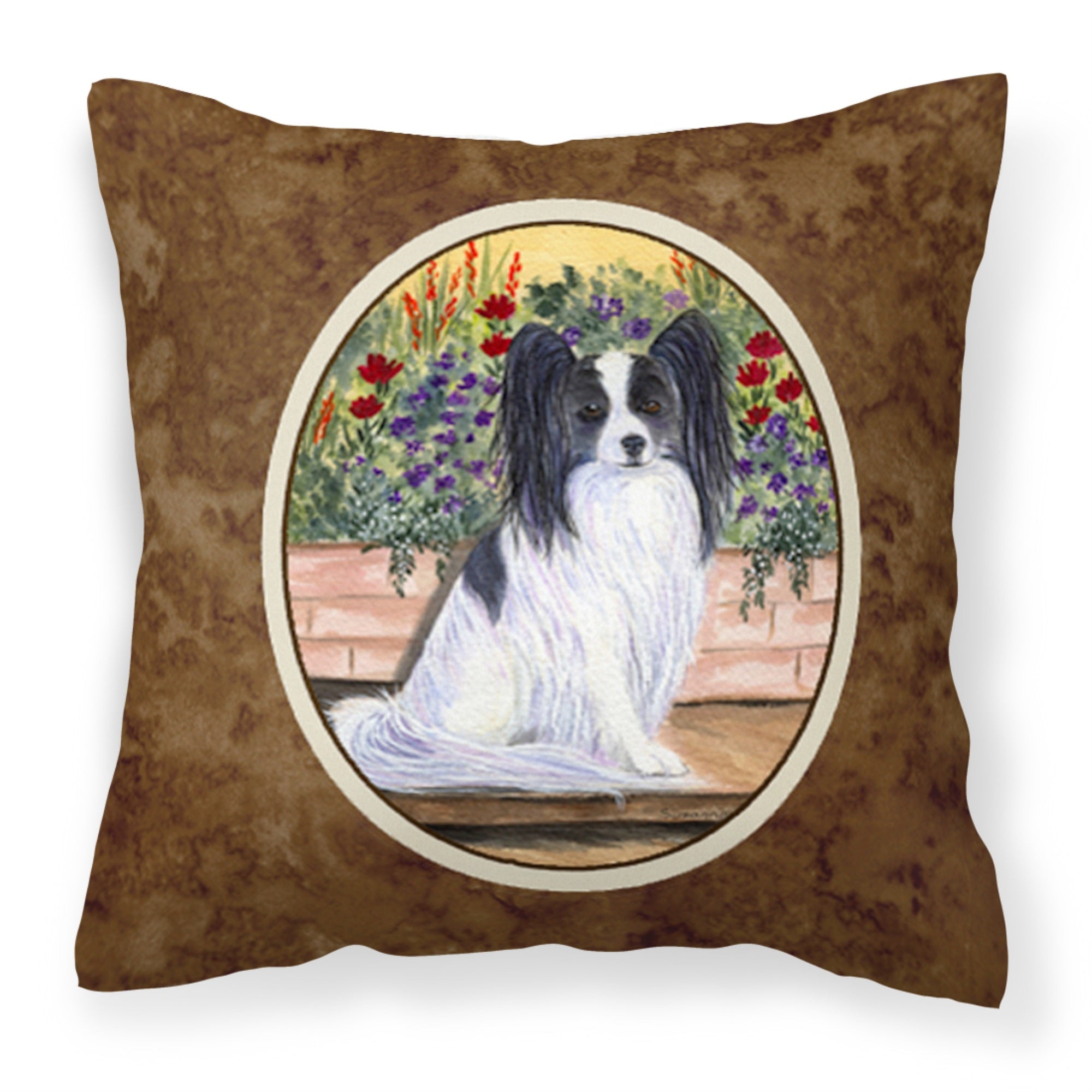 'Caroline'S Treasures Ss8210Pw1414 Papillon Decorative Canvas Fabric Pillow, Large, Multicolor'