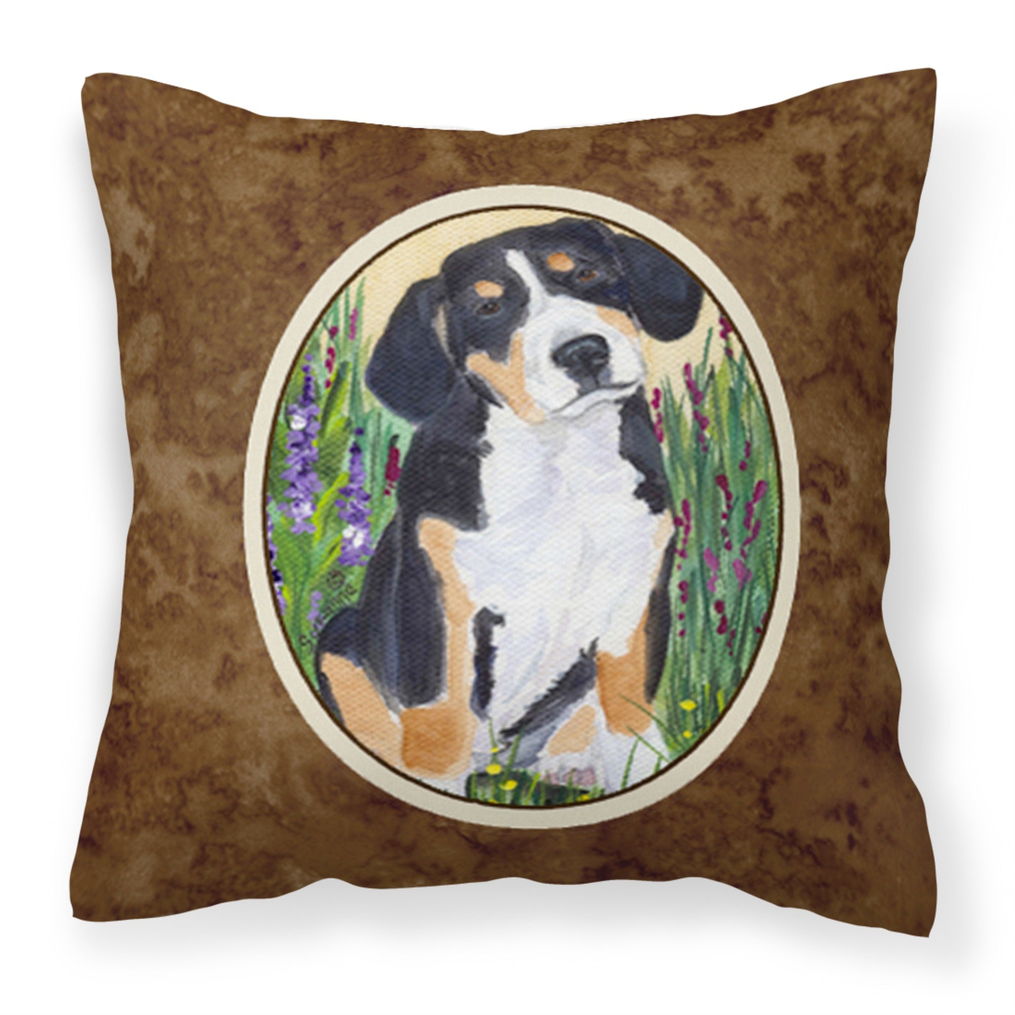 'Caroline'S Treasures Ss8216Pw1414 Entlebucher Mountain Dog Decorative Canvas Fabric Pillow, Large, Multicolor'