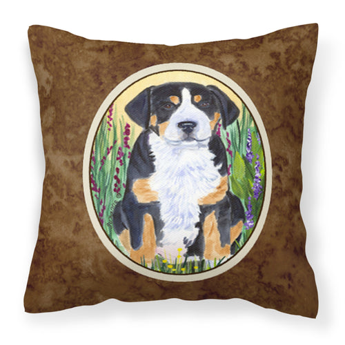'Caroline'S Treasures Ss8217Pw1414 Greater Swiss Mountain Dog Fabric Pillow, Large, Multicolor'