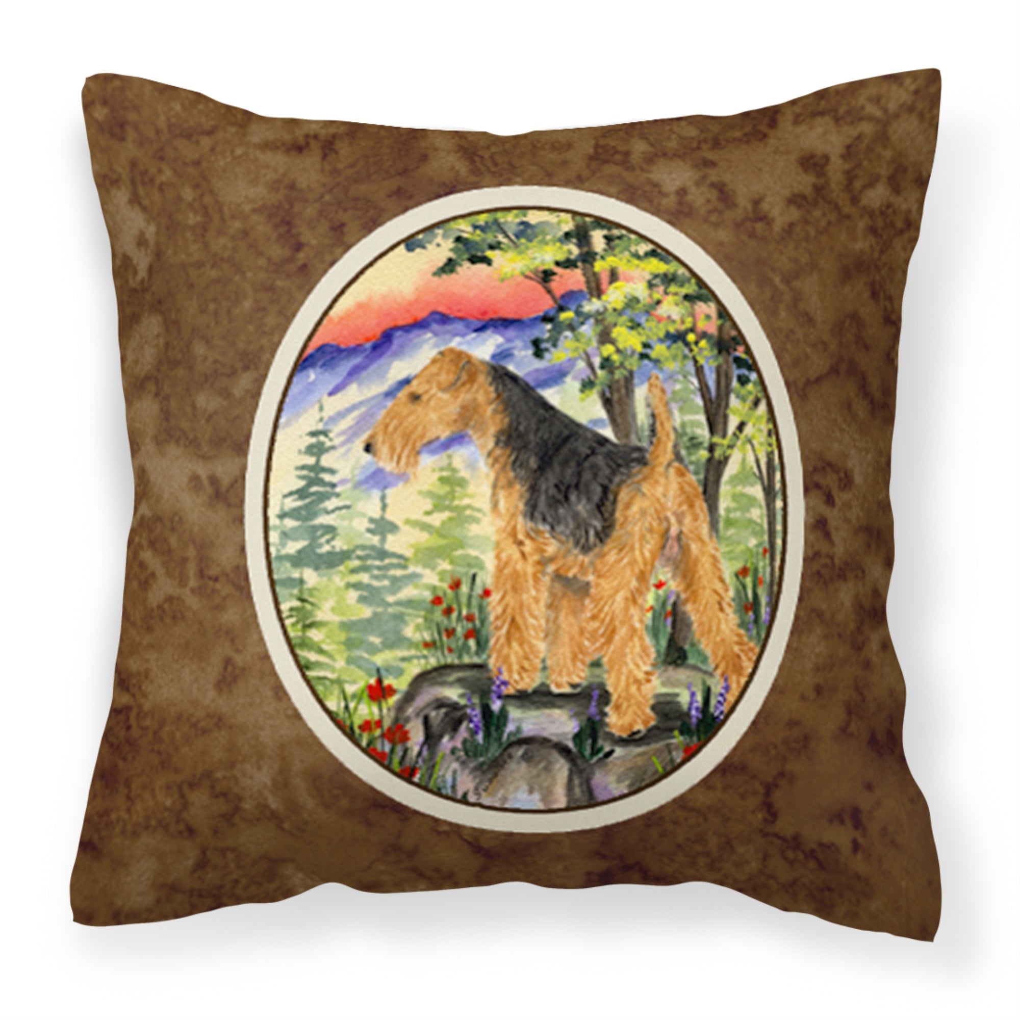 'Caroline'S Treasures Ss8228Pw1414 Welsh Terrier Decorative Canvas Fabric Pillow, Large, Multicolor'