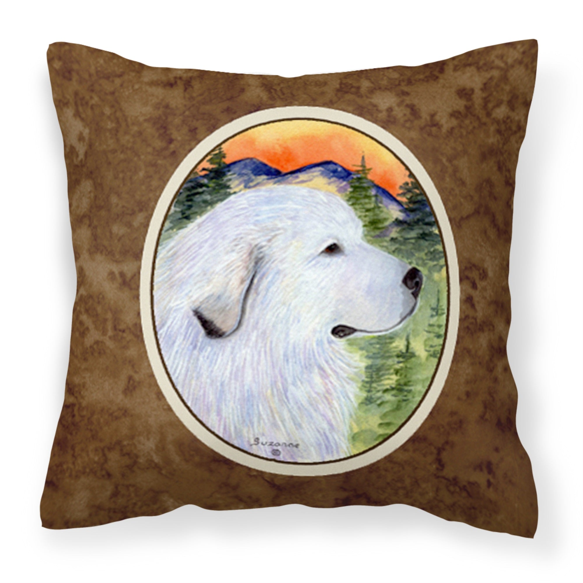 'Caroline'S Treasures Ss8236Pw1414 Great Pyrenees Decorative Canvas Fabric Pillow, Large, Multicolor'