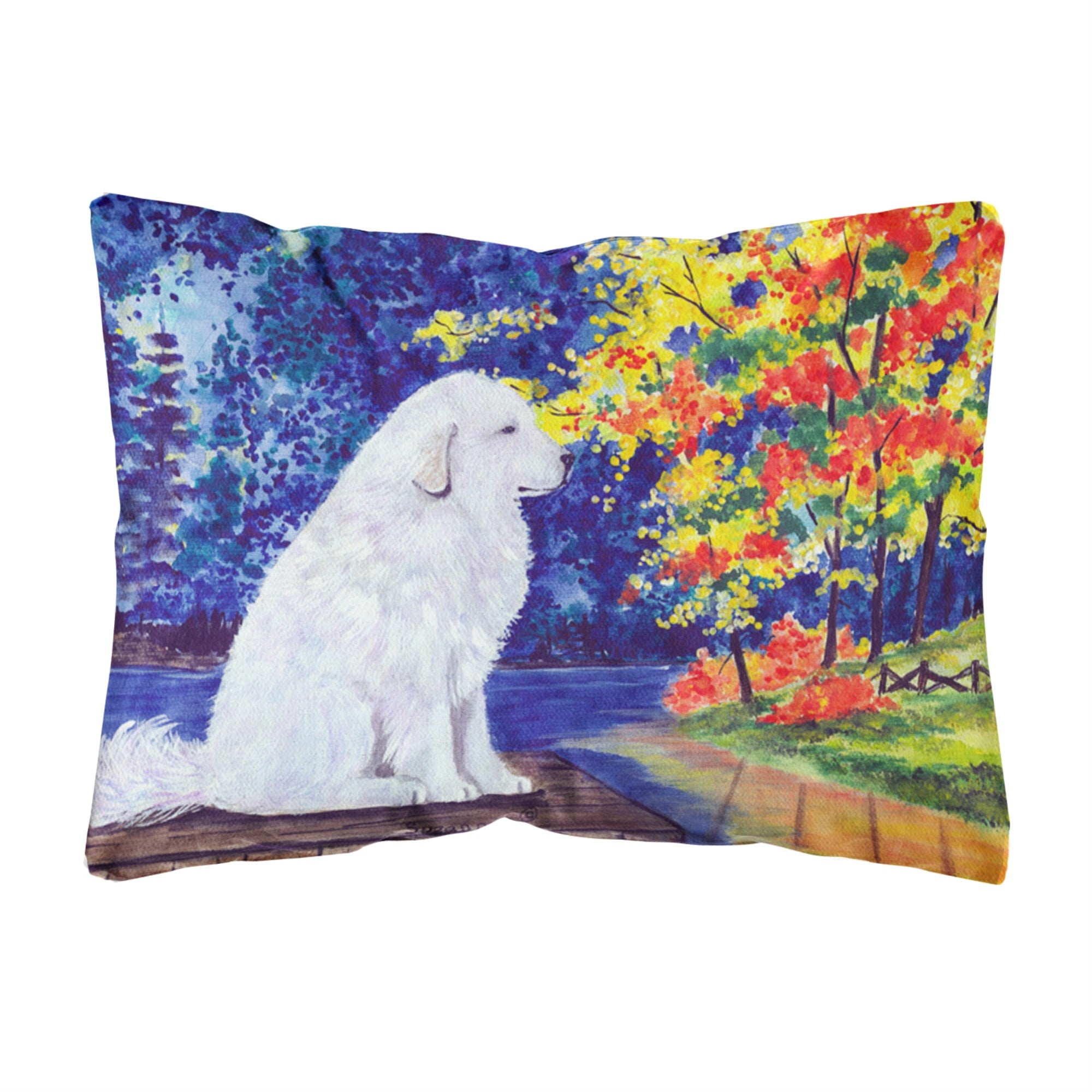 'Caroline'S Treasures Ss8240Pw1216 Great Pyrenees Decorative Canvas Fabric Pillow, Large, Multicolor'