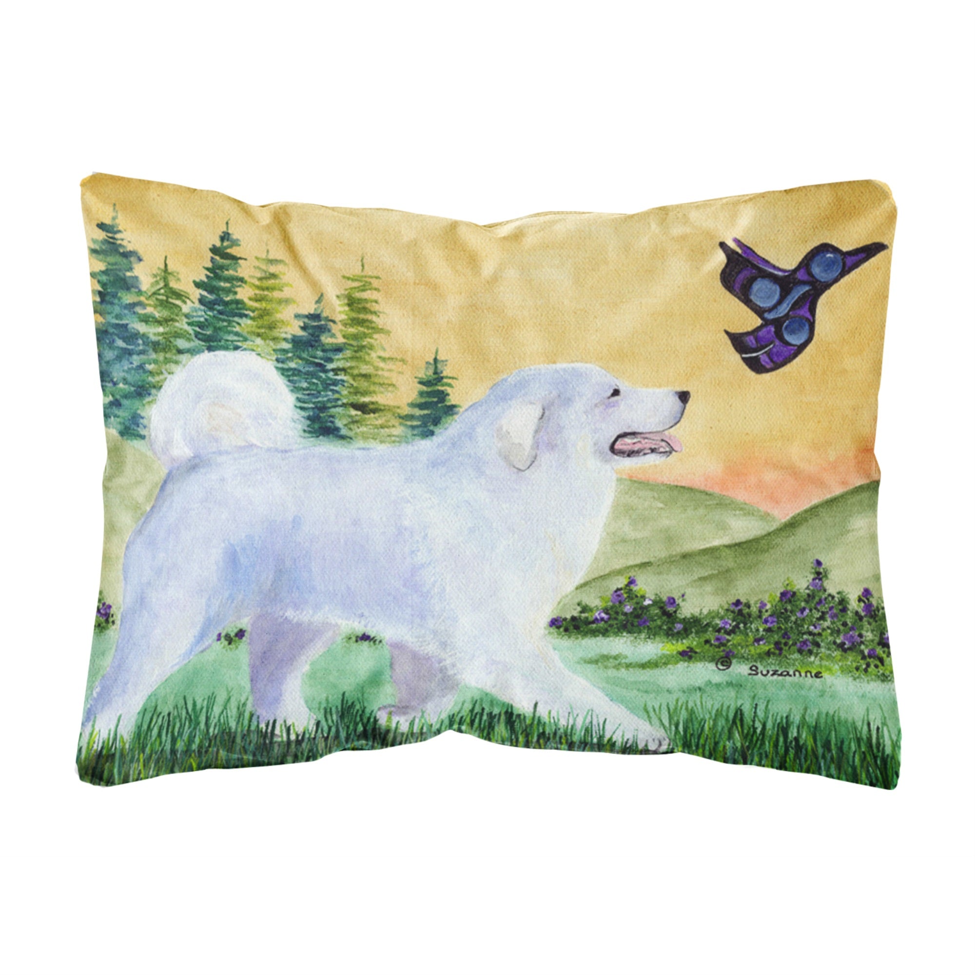 'Caroline'S Treasures Ss8241Pw1216 Great Pyrenees Decorative Canvas Fabric Pillow, Large, Multicolor'